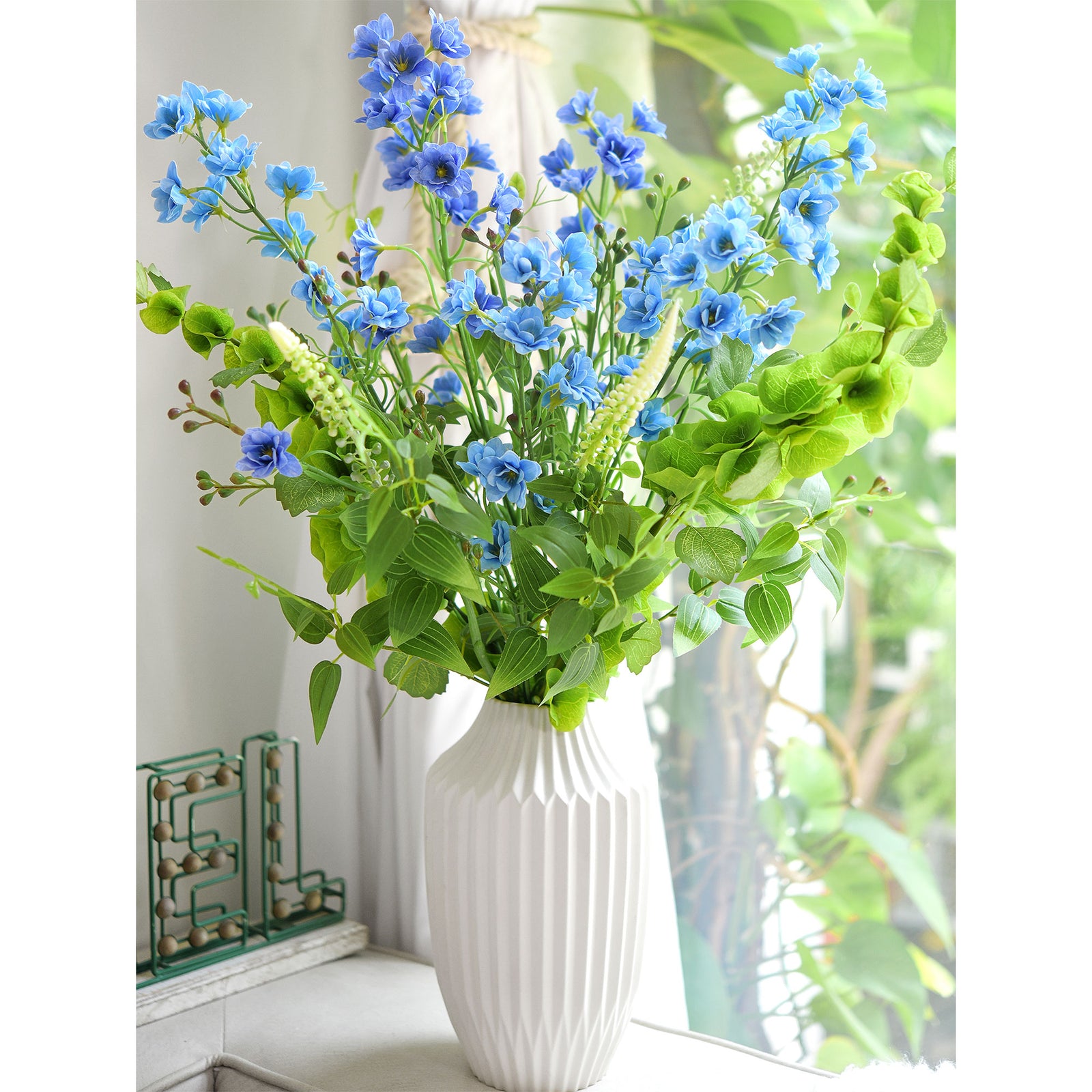 Light Blue Delphinium Real Touch Artificial Flowers, 24.8” 6 Stems FiveSeasonStuff Floral