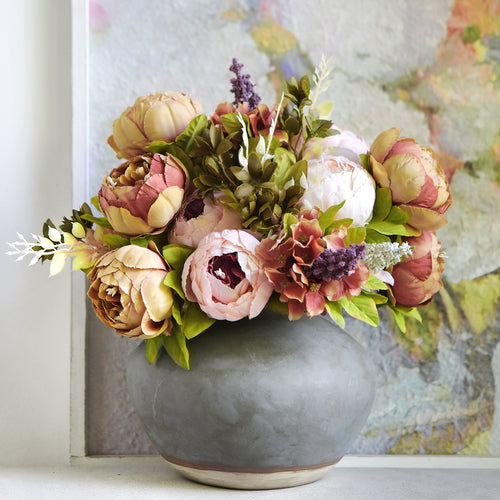 FiveSeasonStuff 2 Bundles Brown|Pink Peonies Artificial Flower Bouquet