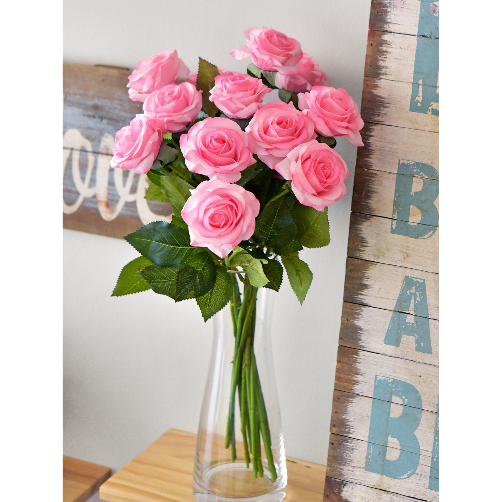 Pink Swirl Real Touch Silk Artificial Flowers ‘Petals Feel and Look like Fresh Roses 10 Stems