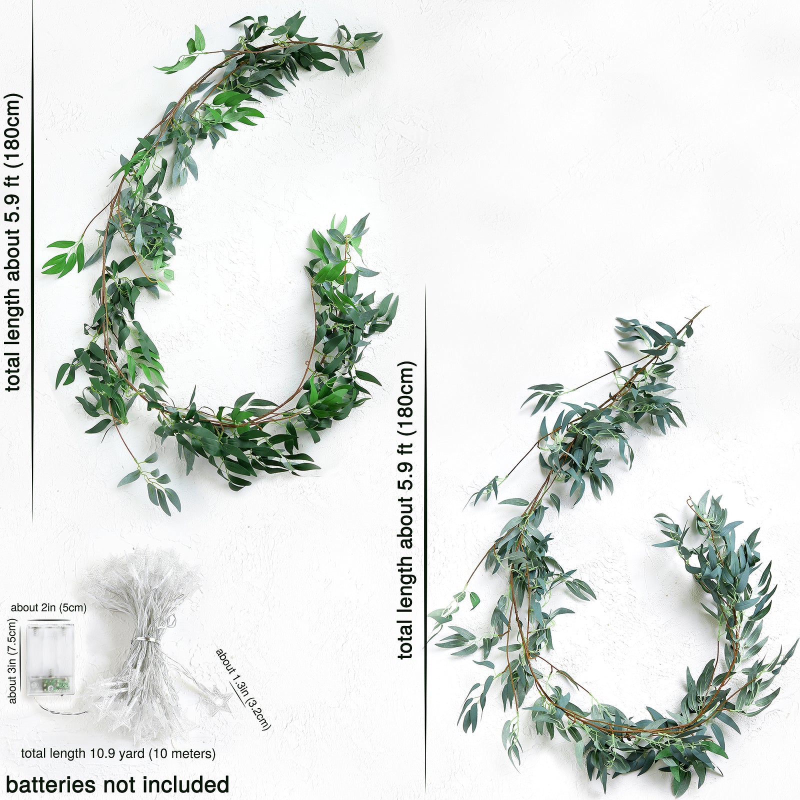 2 Mix Rustic Willow Garlands, Bendable Artificial Greenery Vine Leaves –  FiveSeasonStuff
