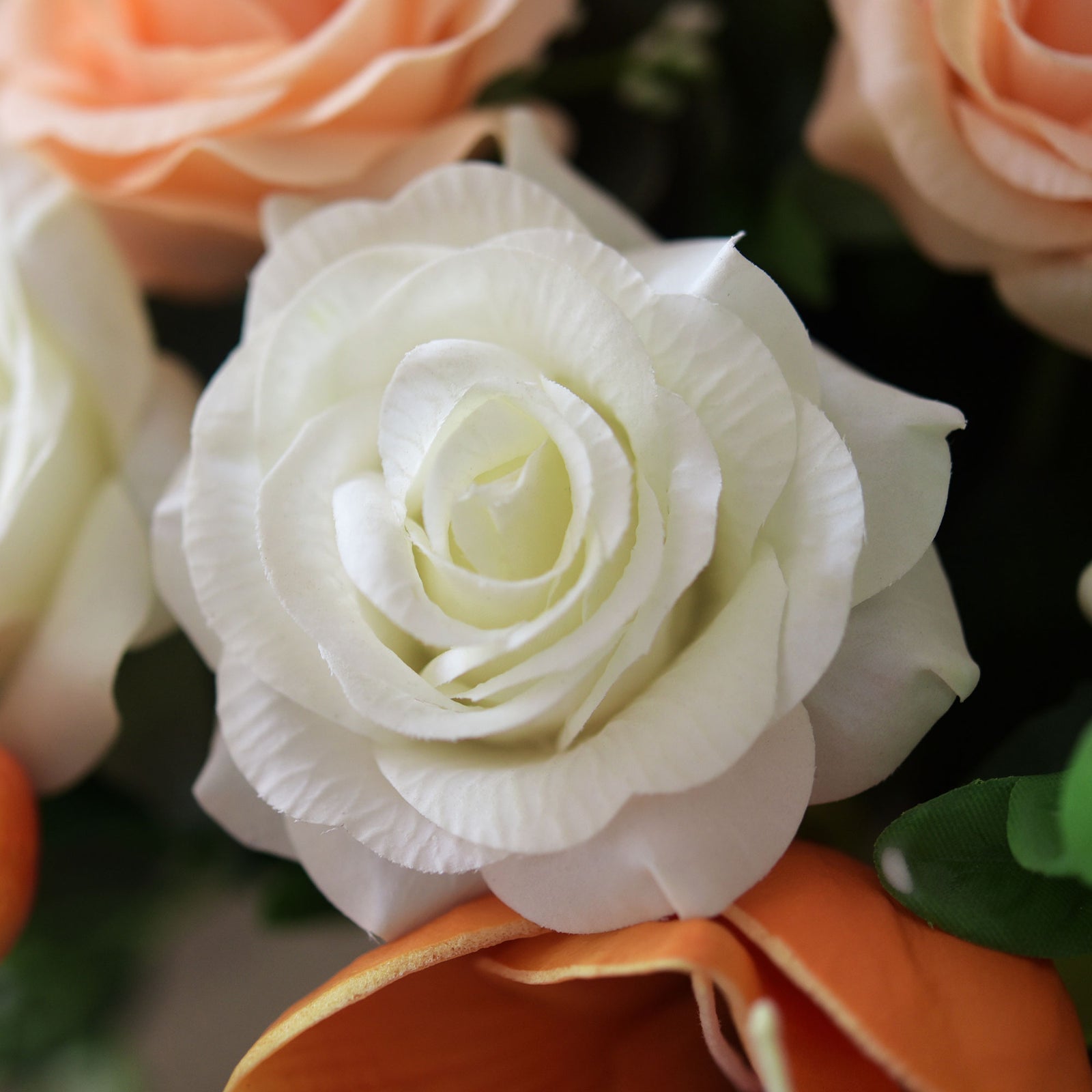 Artificial Flowers Real Touch Silk Roses 10 Stems (White)