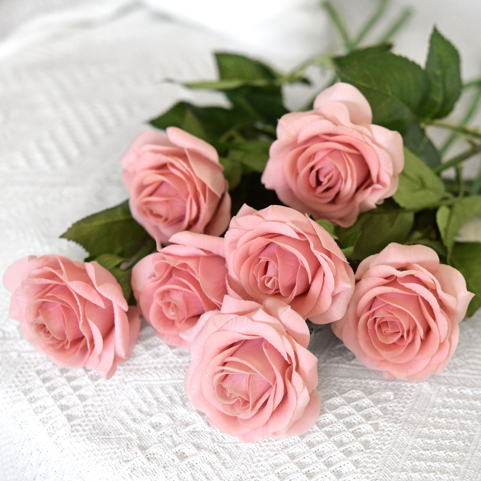 Real Touch 10 Stems Dusty Pink Silk Artificial Roses Flowers 'Petals F –  FiveSeasonStuff