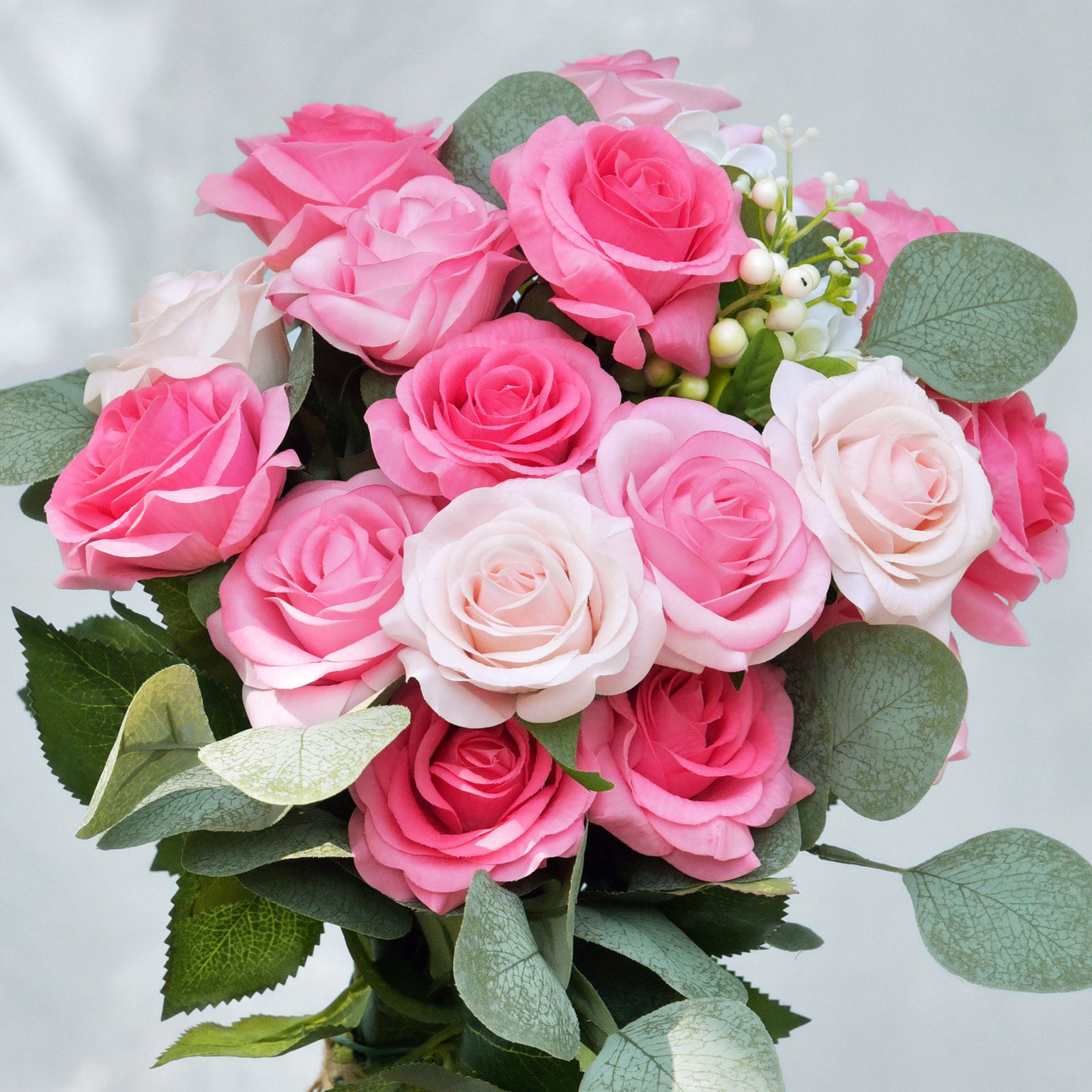 Magenta Pink Real Touch Silk Artificial Flowers ‘Petals Feel and Look like Fresh Roses 10 Stems