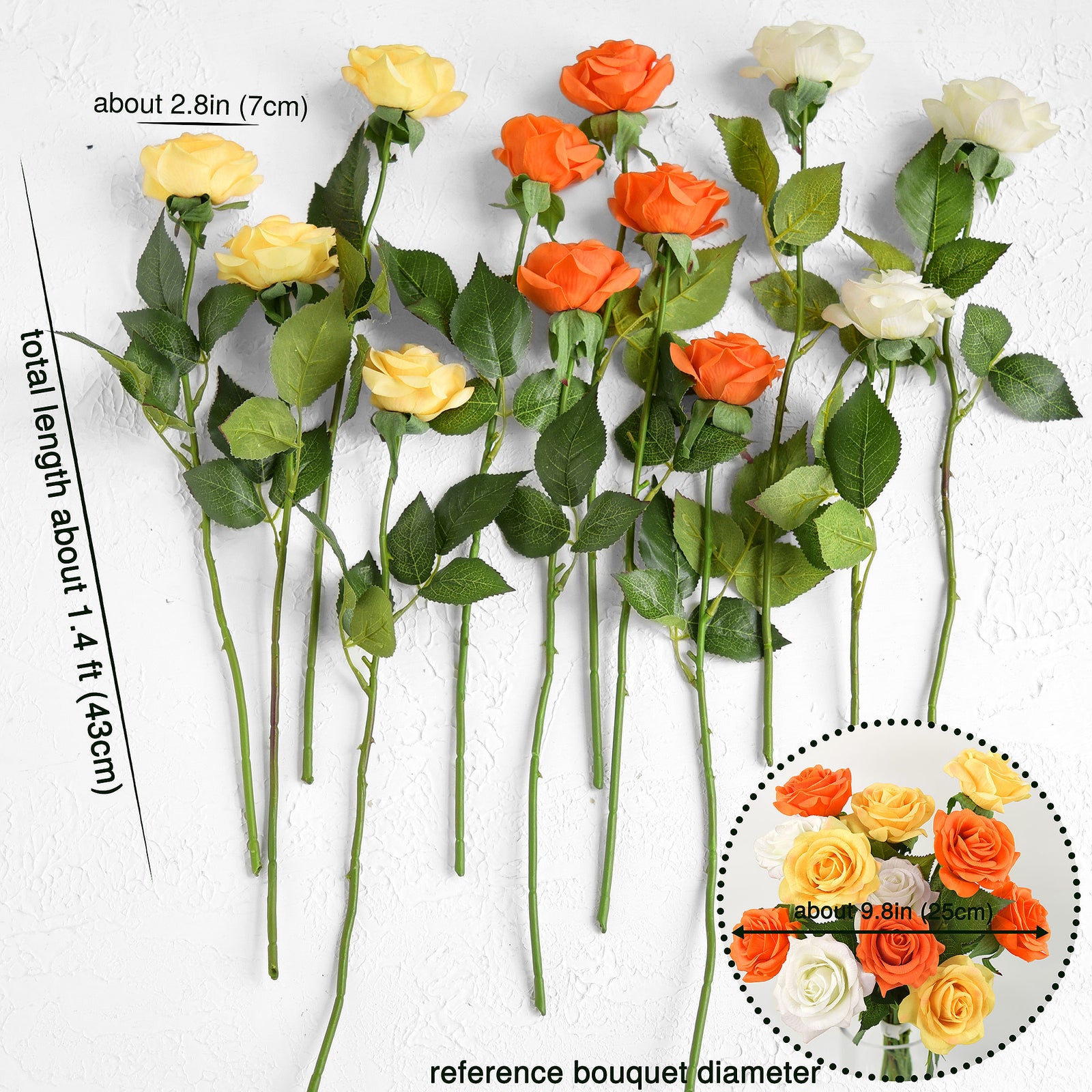 ''Always Sunny'' Rose Bouquet Artificial Flowers 12 Stems