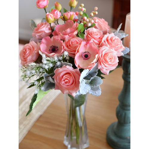 Pinkish Real Touch Silk Artificial Flowers ‘Petals Feel and Look like Fresh Roses 10 Stems