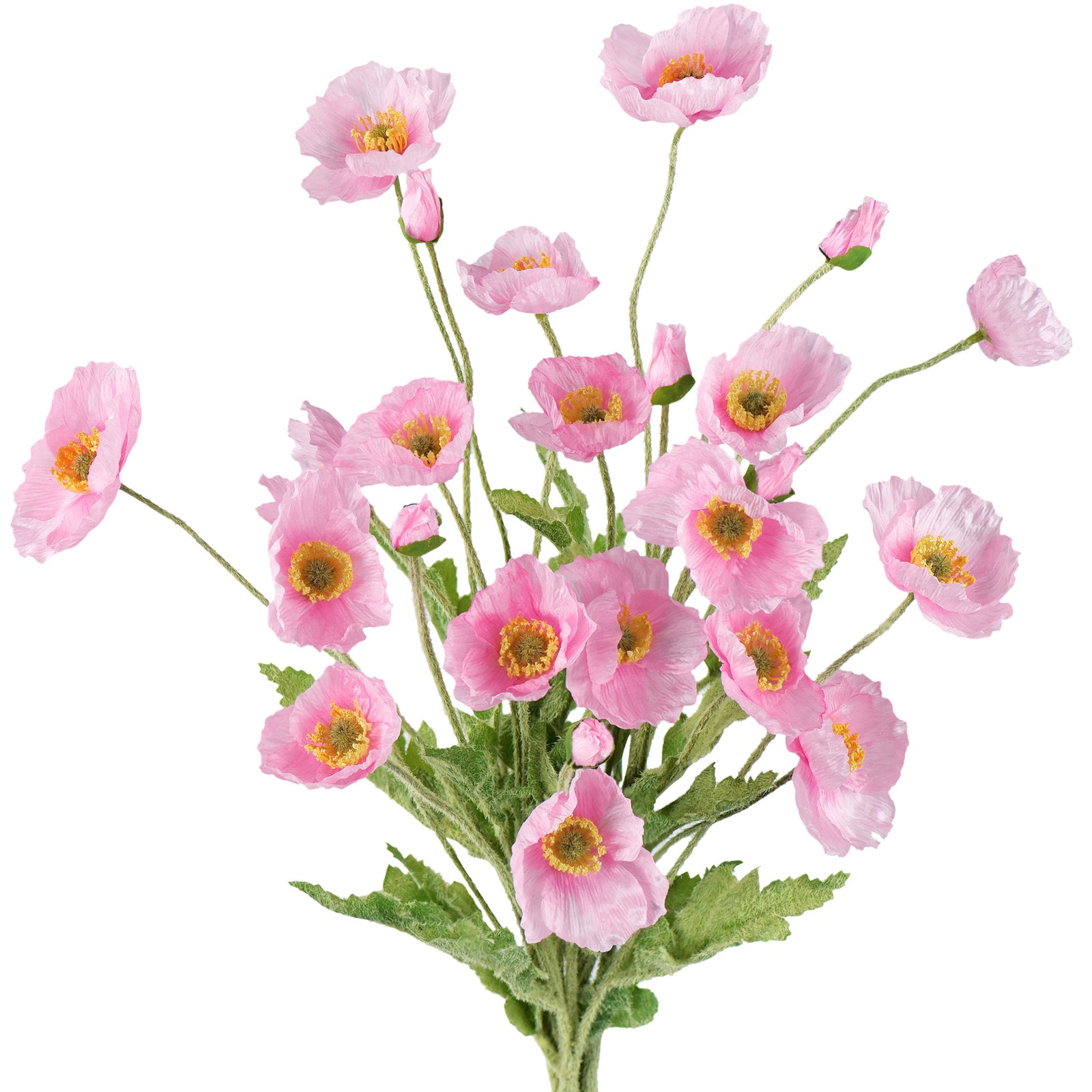 Dark Pink Silk Poppies Artificial Flower Bouquet for Remembrance Home Wedding 6 Stems 23.6'' (60cm)