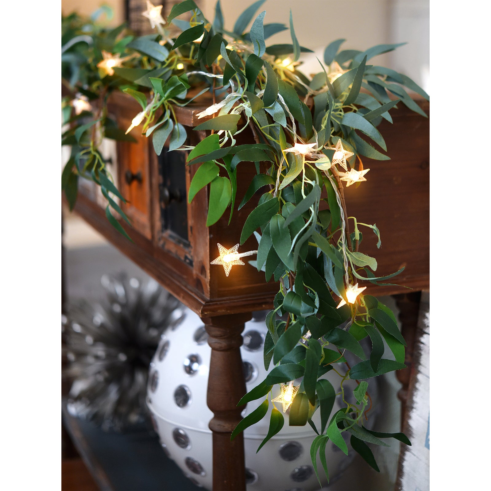 Enchanting Decor: Pair of Flexible Rustic Willow Garlands adorned with 33 Feet Starry String Lights (USB Operated) by FiveSeasonStuff Floral