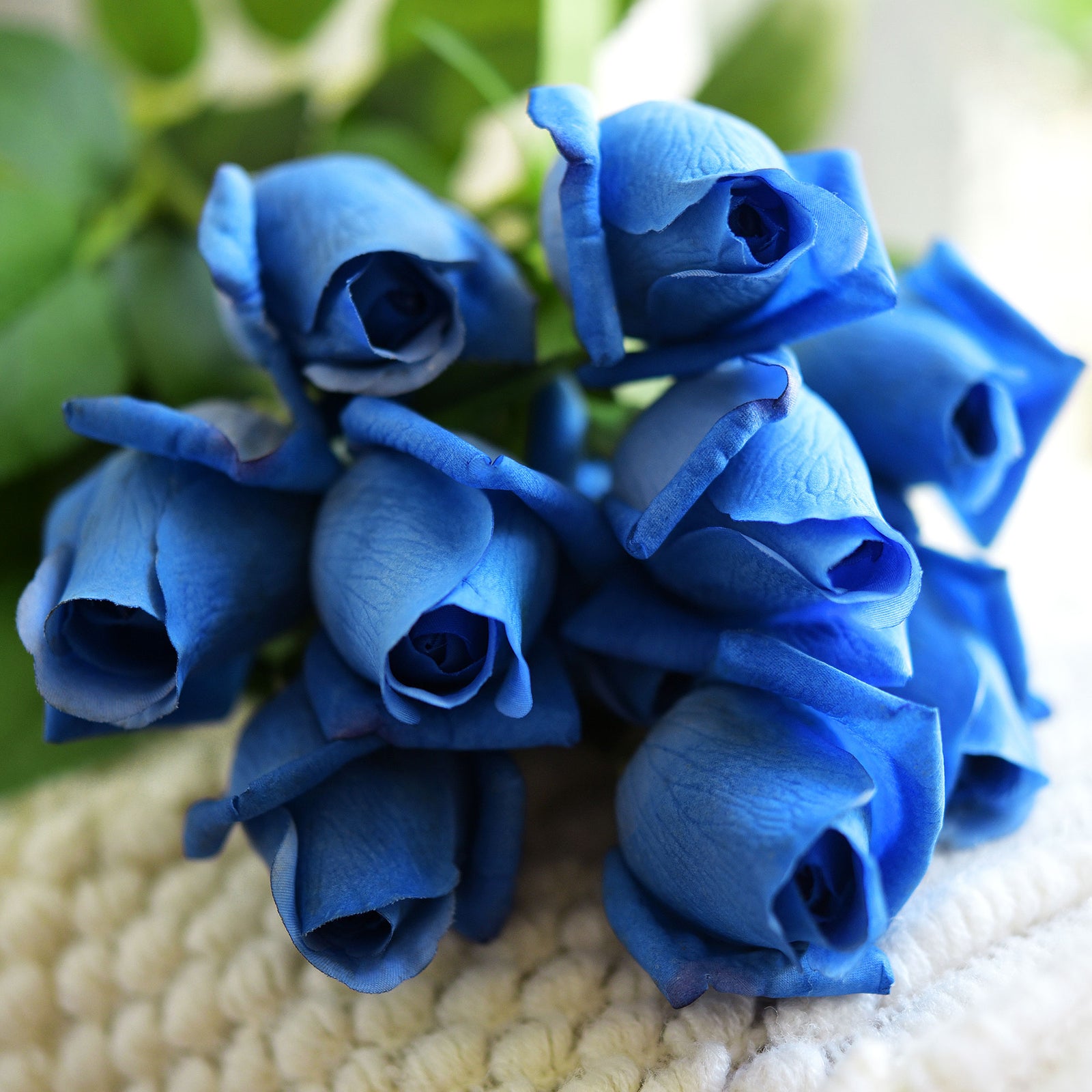 Dusky French Blue Long Stem 21 inches Roses Real Touch Silk Artificial Flowers 12 Stems