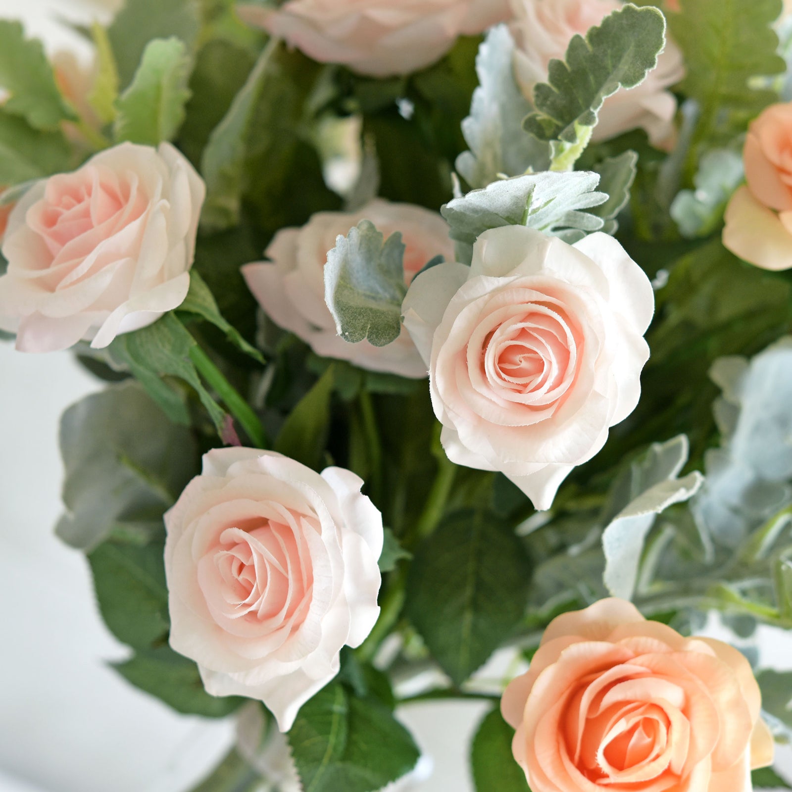 Real Touch 10 Stems Pale Champagne Pink Silk Artificial Roses Flowers ‘Petals Feel and Look like Fresh Roses