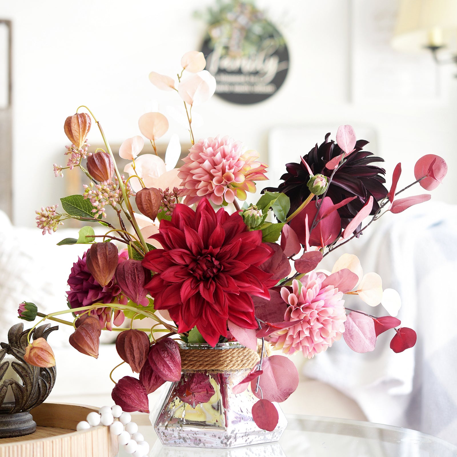 Artificial Chinese Lantern Stems – Plum Spice (Plum-Brown) – Set of 3