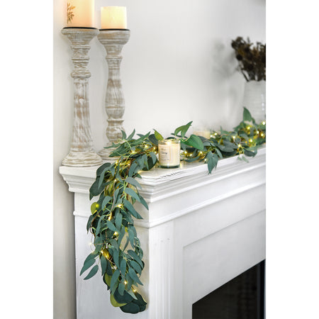 Woodland Whispers: Rustic Willow and Eucalyptus Garlands with 33 Feet 100 LED String Lights (Battery-Powered)