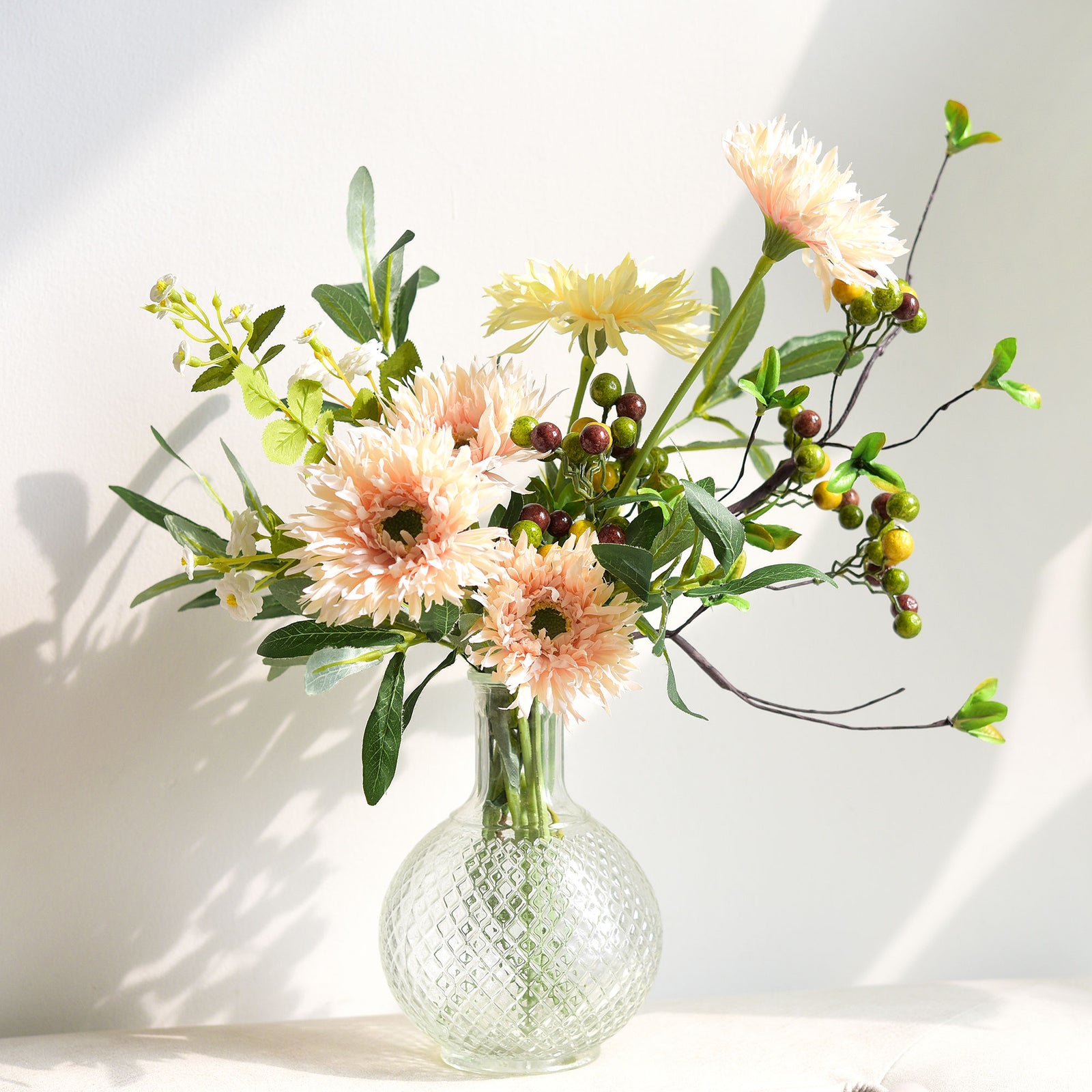 Light Peach Spider Gerbera Daisies Silk Flowers Real Looking Artificial Flowers Home Decor 16 5 6 Stems Fiveseasonstuff