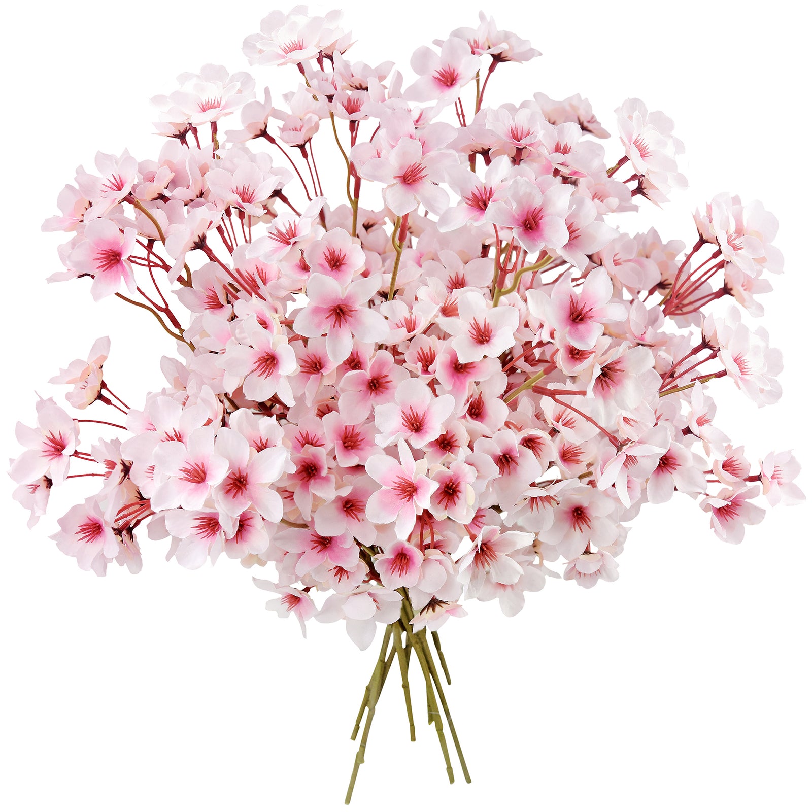 Soft Pink Sakura Delight Silk Cherry Blossom Stems - Set of 2, 3.2ft Tall Artificial Flowers for Wedding & Home Decor