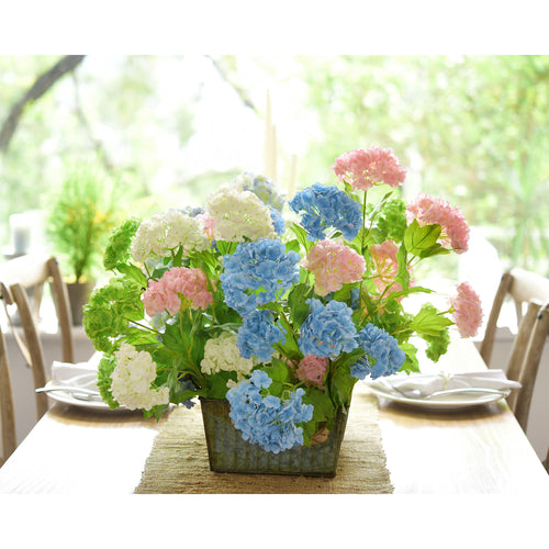 Carolina Blue Snowball Viburnum Long Stem Artificial Flowers 2 Stems