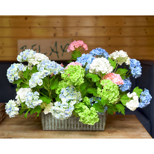 Cloudy Blue Snowball Viburnum Long Stem Artificial Flowers 2 Stems