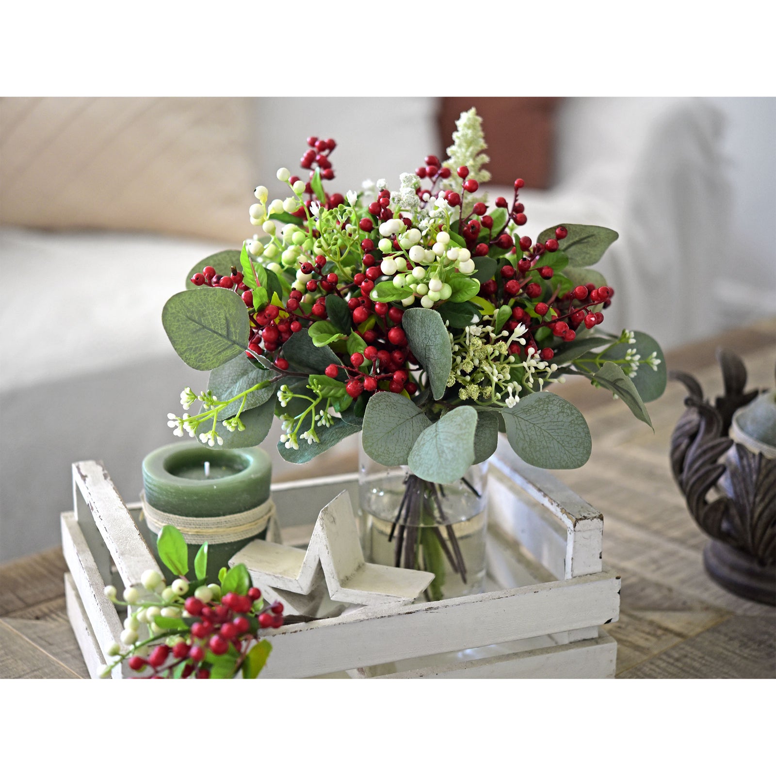 Festive Joyful Artificial Holly Red Berry Stems for the Holidays