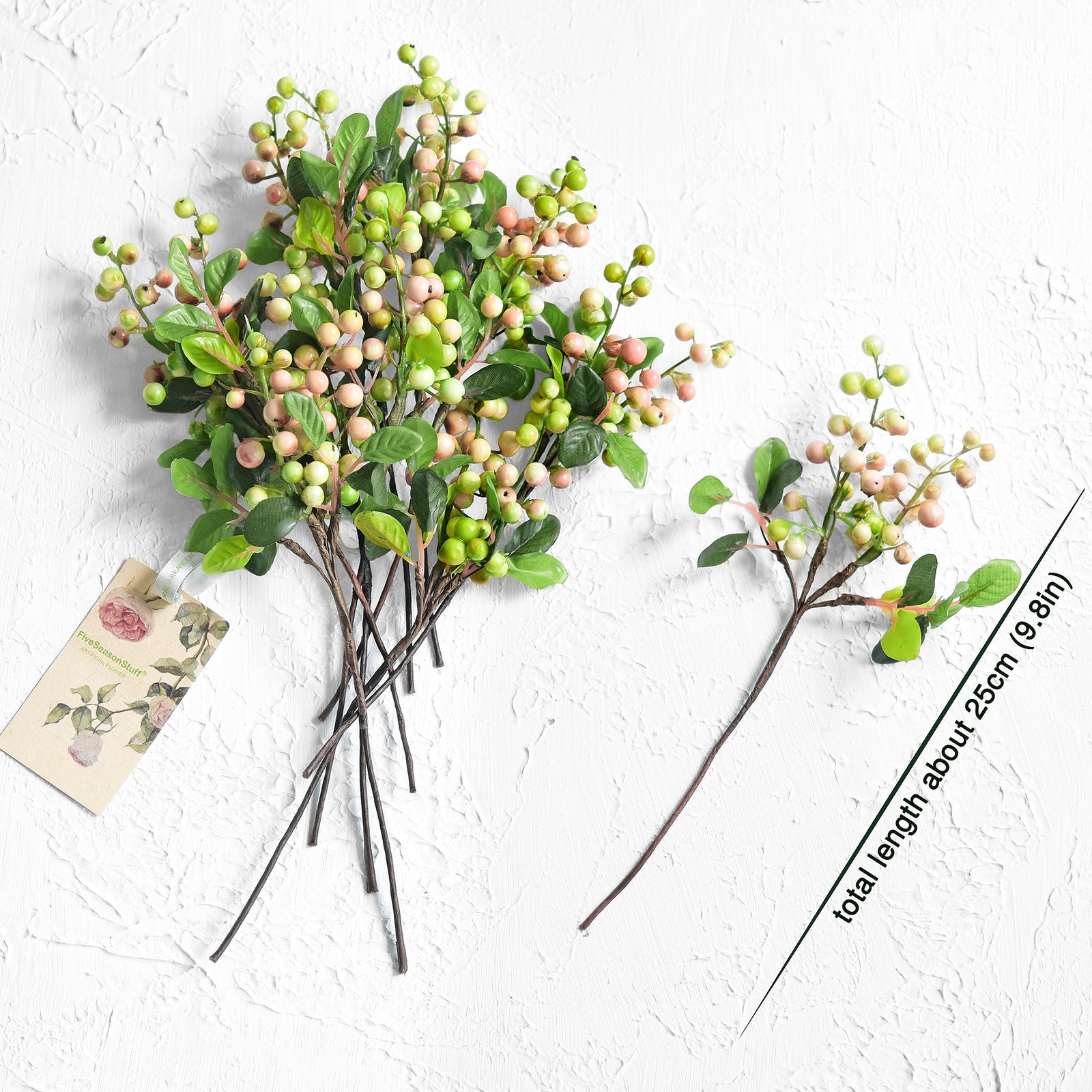 Versatile Artificial Holly Enchanted Meadow Berry Stems: Set of 10 for Stunning Decoration (White, Green and Pink)
