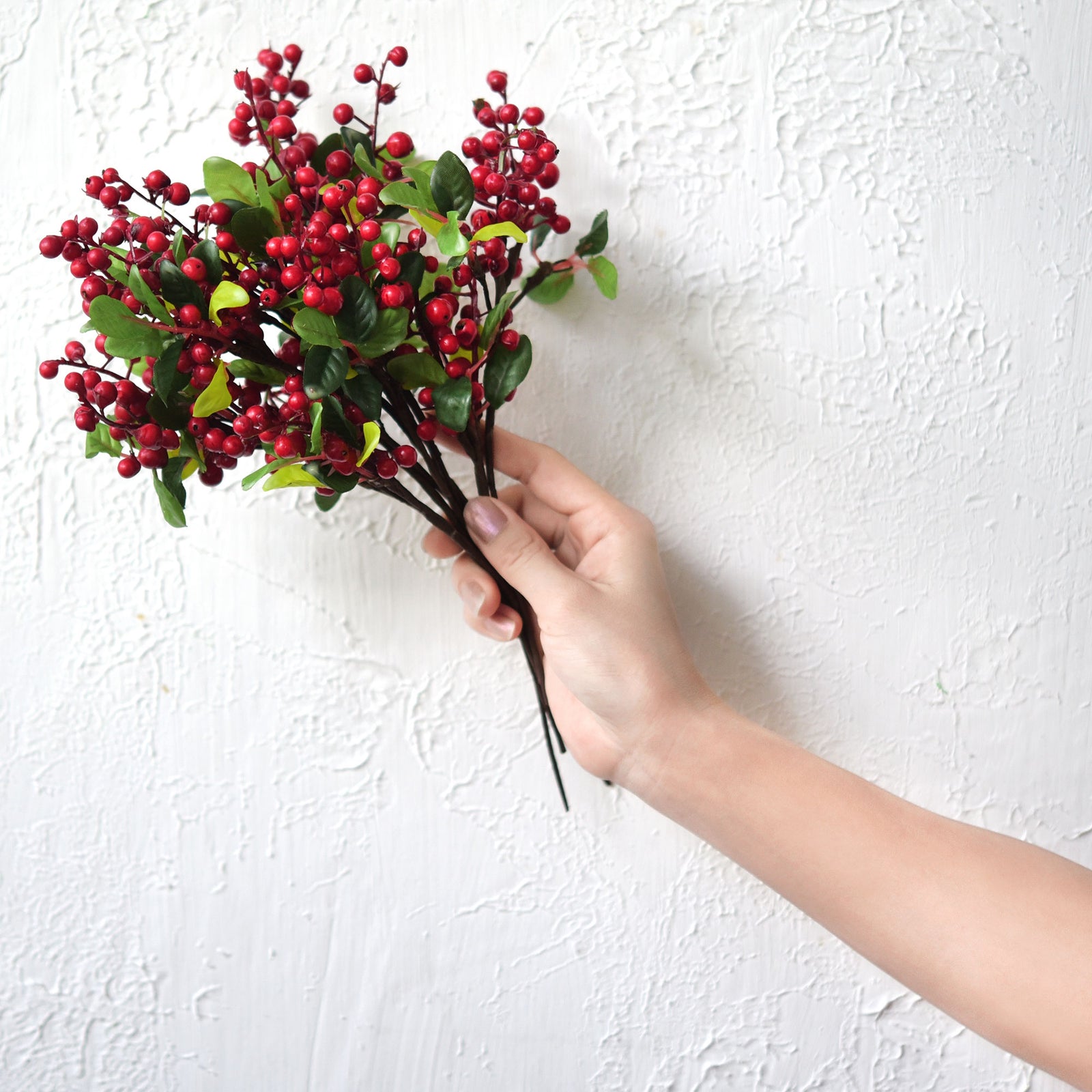 Versatile Artificial Holly Red Berry Stems: Set of 10 for Stunning Décor