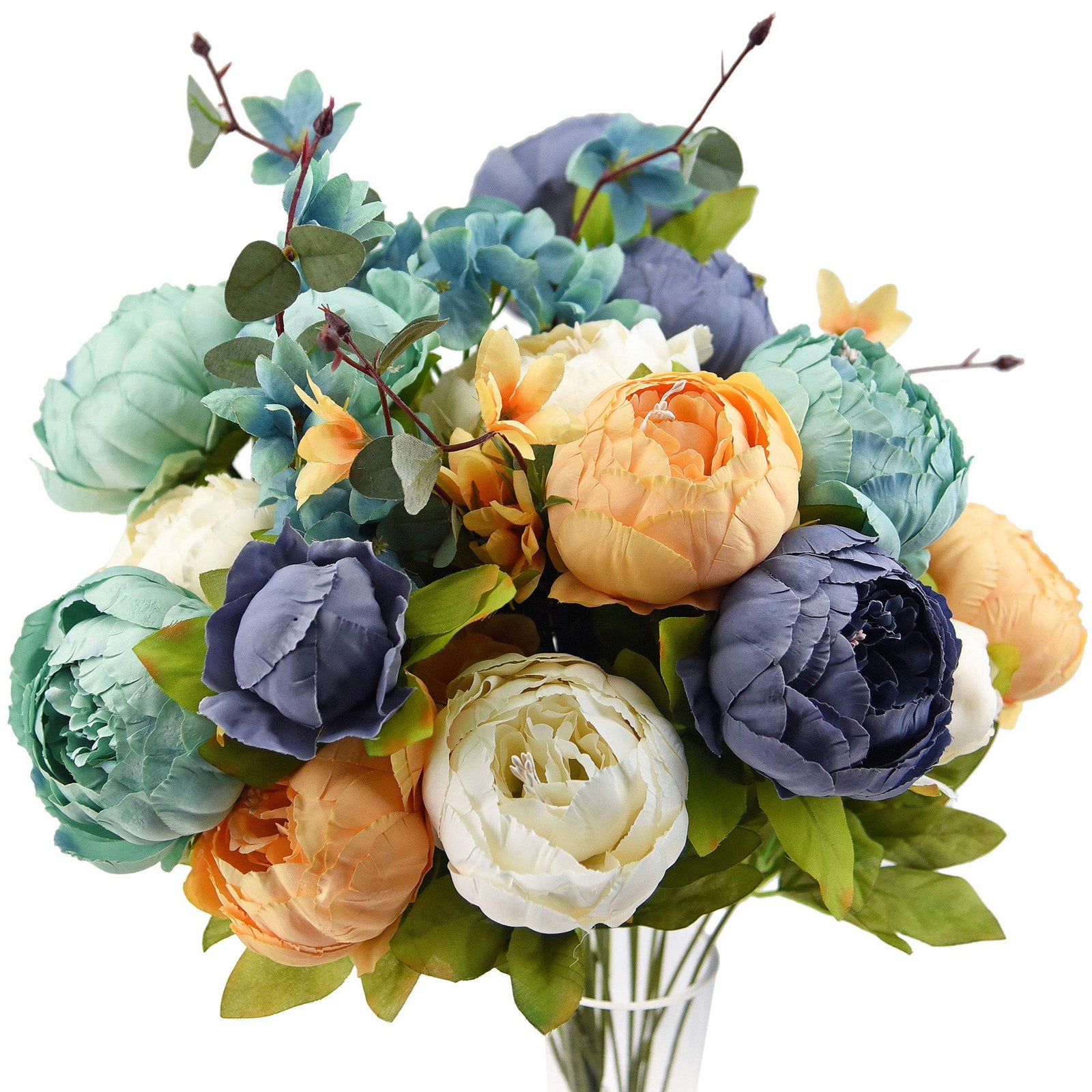 FiveSeasonStuff 1 Bouquet of Peony Silk Artificial Flowers and Hydrangeas/Perfect for Wedding, Bridal, Party, Home, Office Décor