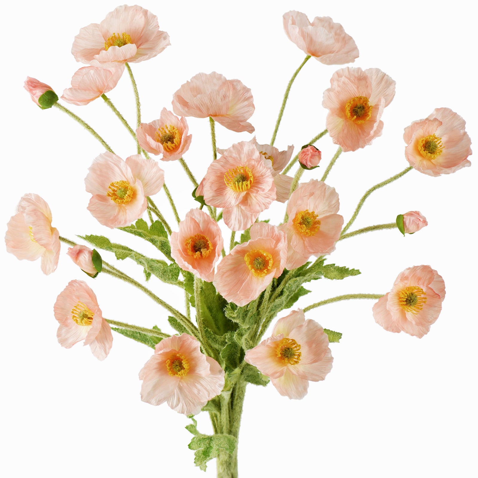 Light Coral Pink Silk Poppies Artificial Flower Bouquet for Remembrance Home Wedding 6 Stems 23.6'' (60cm)
