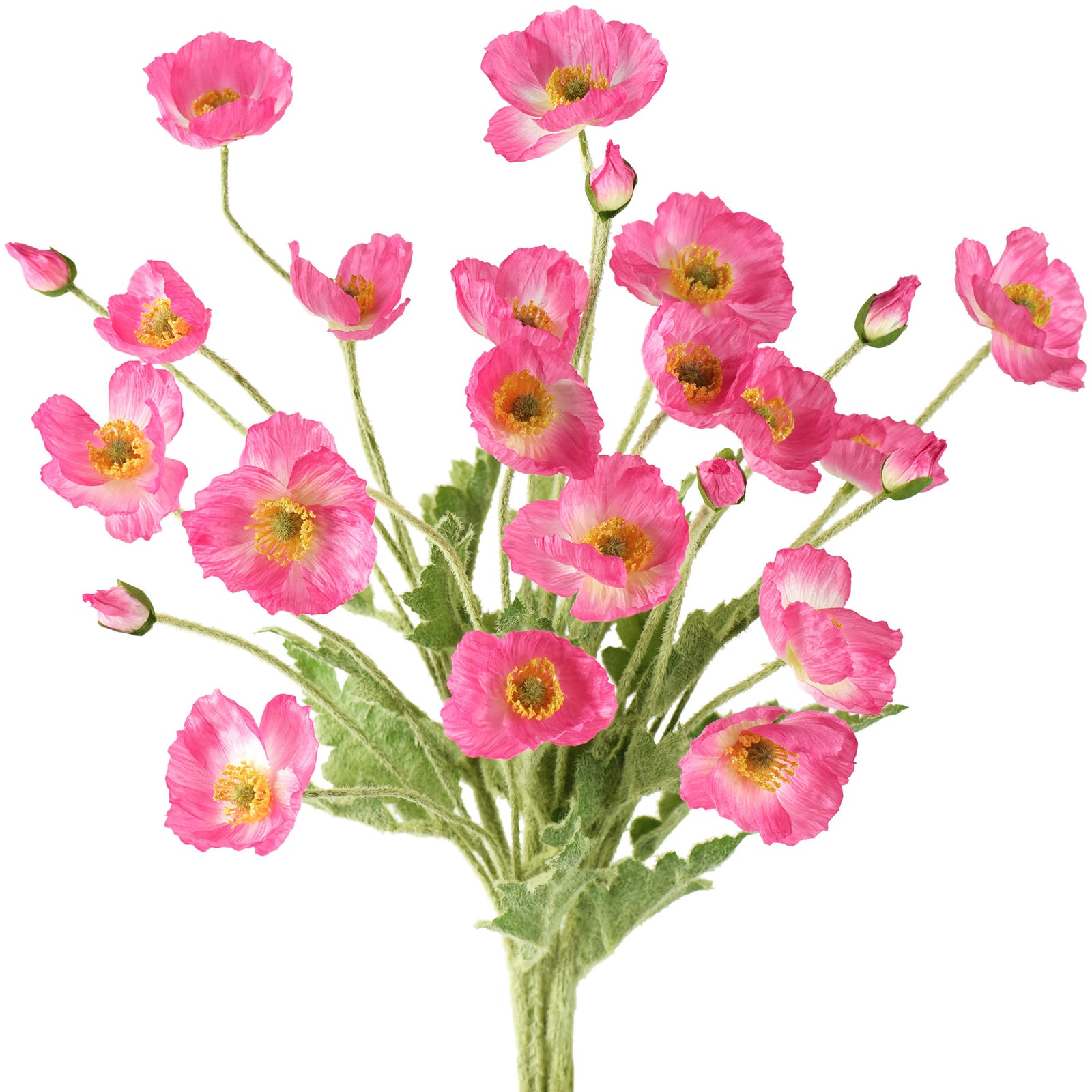Pink Silk Poppies Artificial Flower Bouquet for Remembrance Home Wedding 6 Stems 23.6'' (60cm)