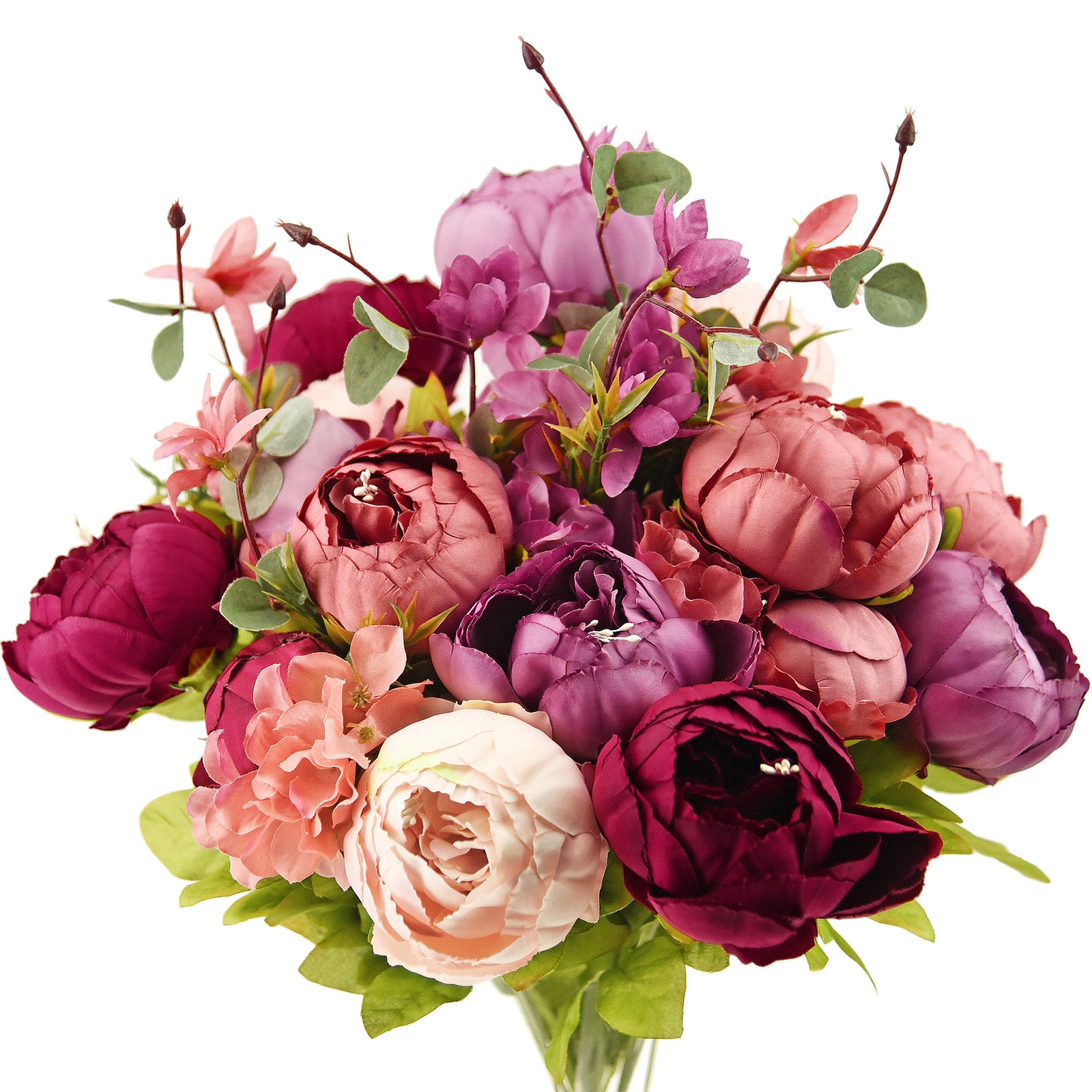 FiveSeasonStuff 2 Bundles (Cheerful Medley) Silk Peonies Artificial Flower Bouquet