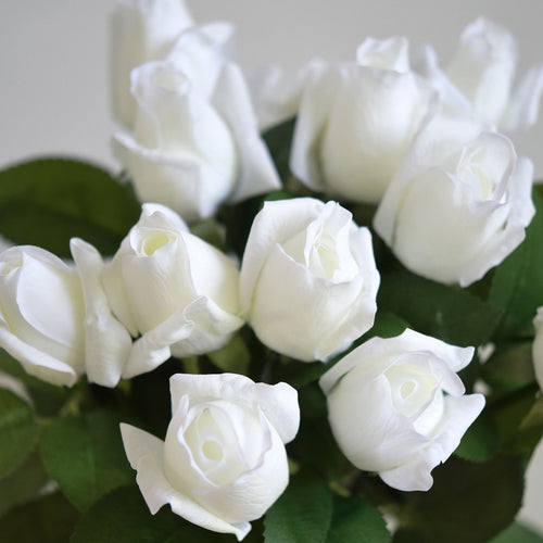 Classic White Long Stem 21 inches Roses Real Touch Silk Artificial Flowers 12 Stems