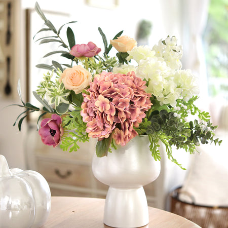 2 Long Stems Real Touch Hydrangea Artificial Flowers Blush Sunset (Warm Pink) Lifelike, Elegant, and Versatile Decor for Any Occasion