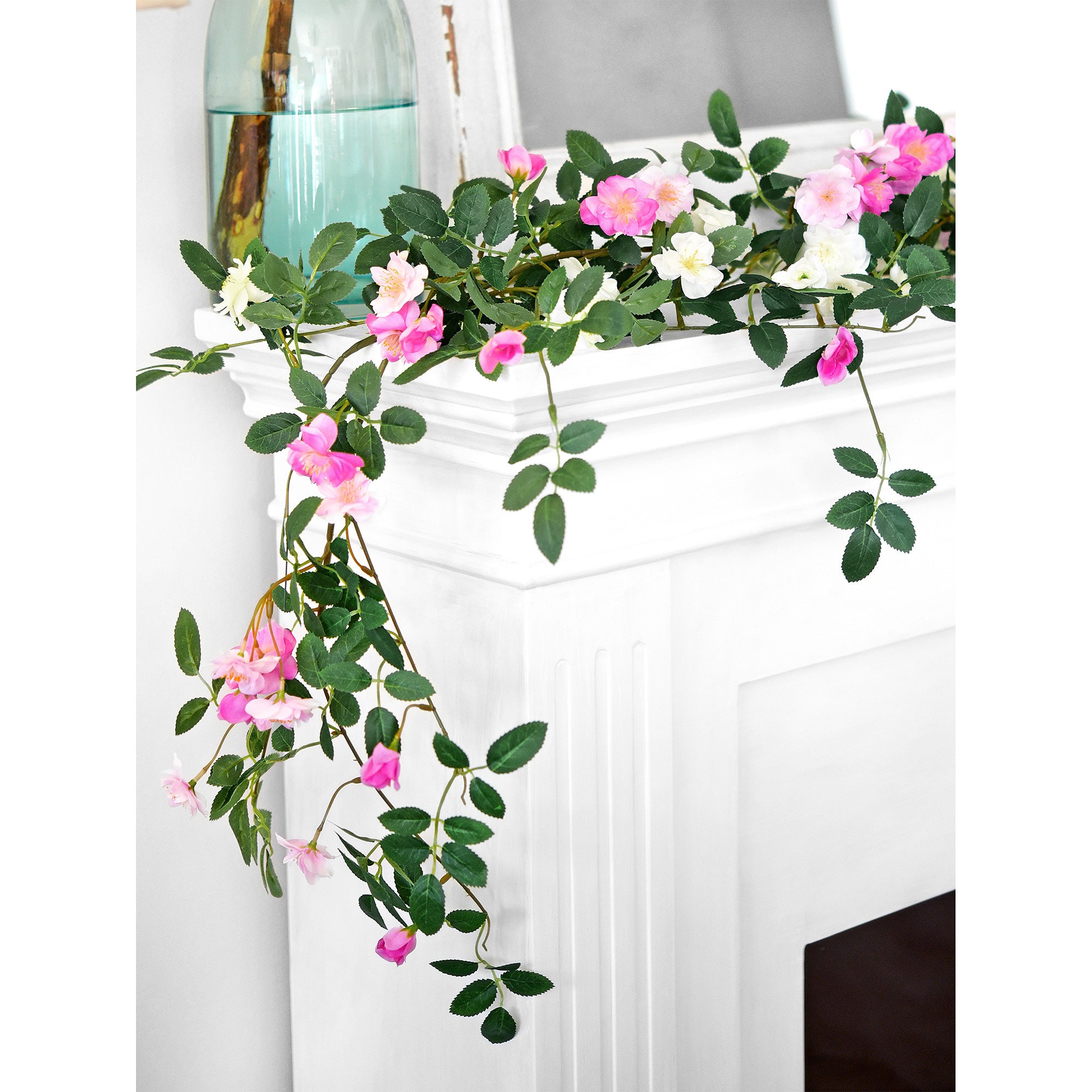 12ft 2 Bendable Flower White Garlands Artificial Silk Wild Rose Vine L –  FiveSeasonStuff