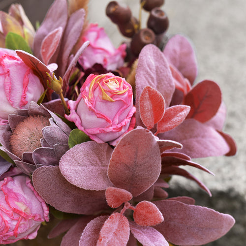 FiveSeasonStuff Lusty Lavender Pink Lamb's Ear Artificial Greenery Bush Plants for Wedding Flower Fillers DIY Bouquets and Floral Arrangements (6 Stems 14 inches Tall)