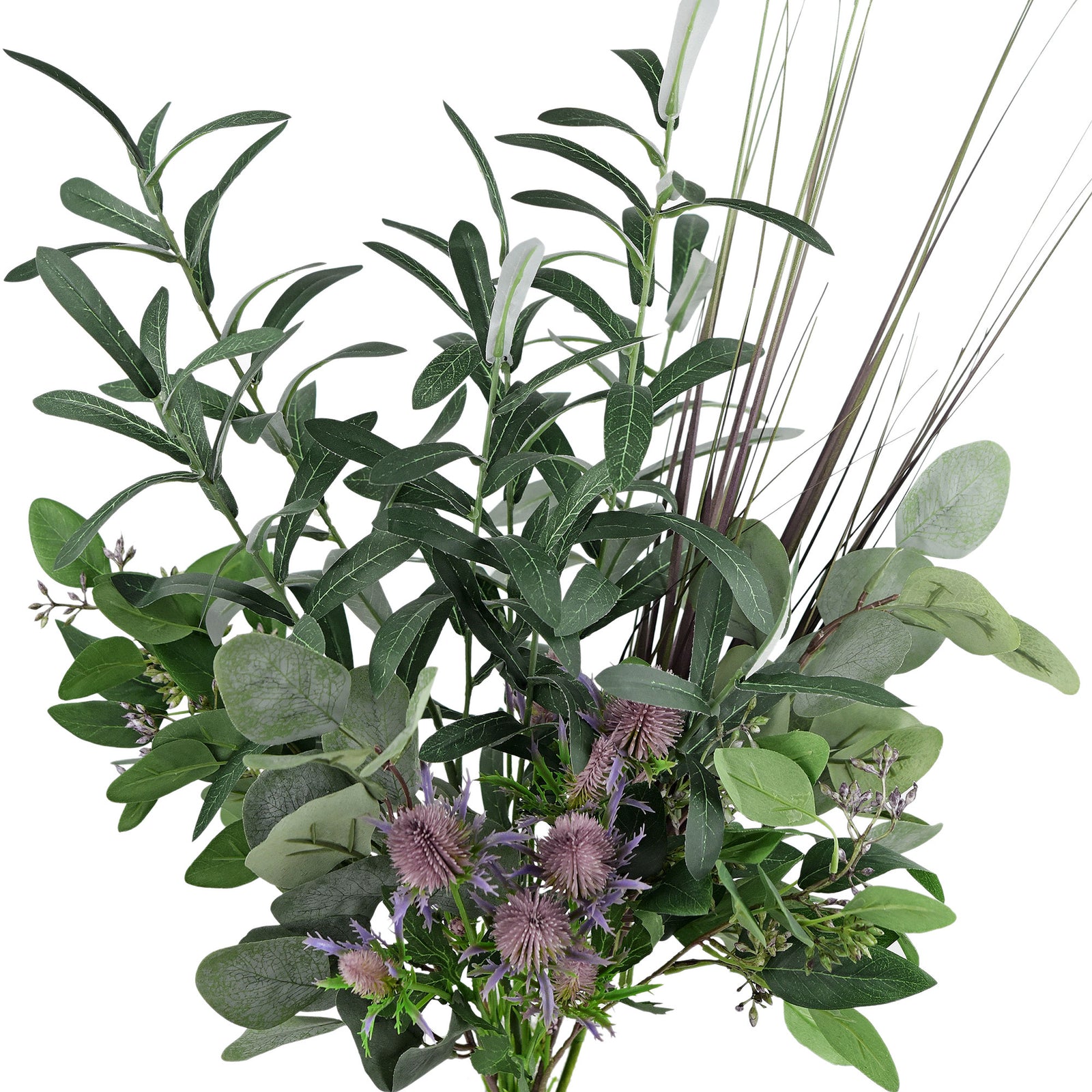 Mediterranean Dreamscape Mix Flower Bouquet Olive,Thistle and Eucalyptus Artificial Flowers Arrangement, Total 8 Stems FiveSeasonStuff Floral