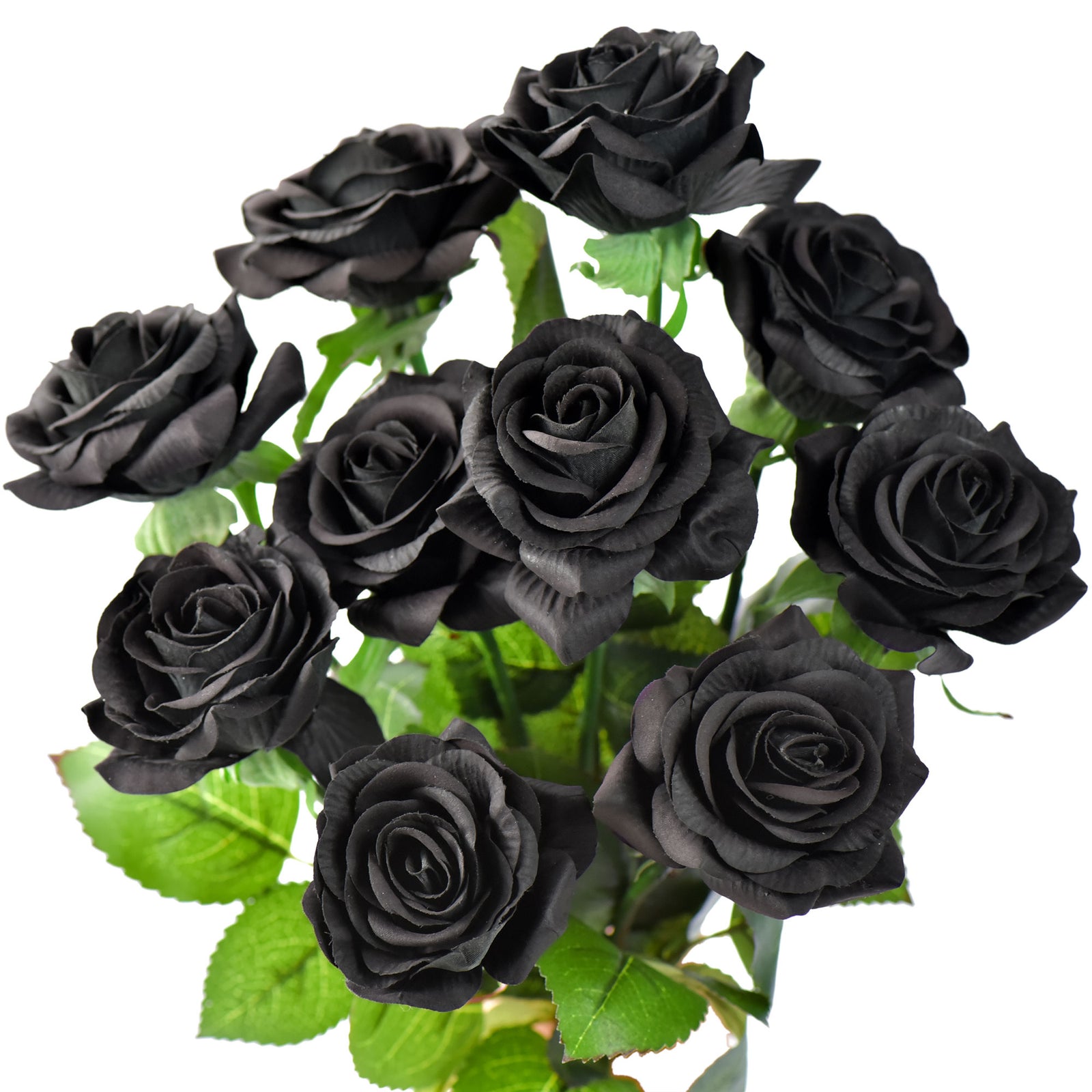 Real Touch 10 Stems Black Silk Artificial Roses Flowers 'Petals Feel a –  FiveSeasonStuff