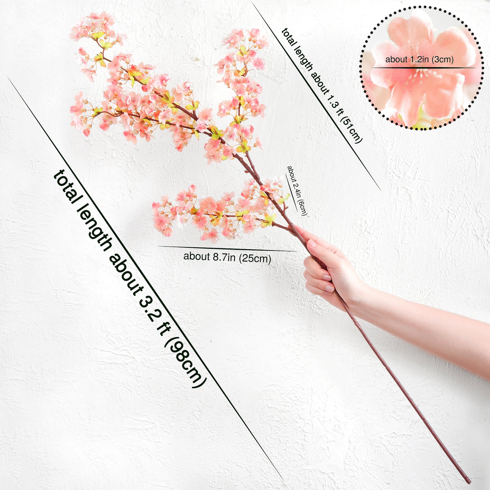 Silk Cherry Blossom Stems Tall Artificial Flowers for Wedding & Home Decor