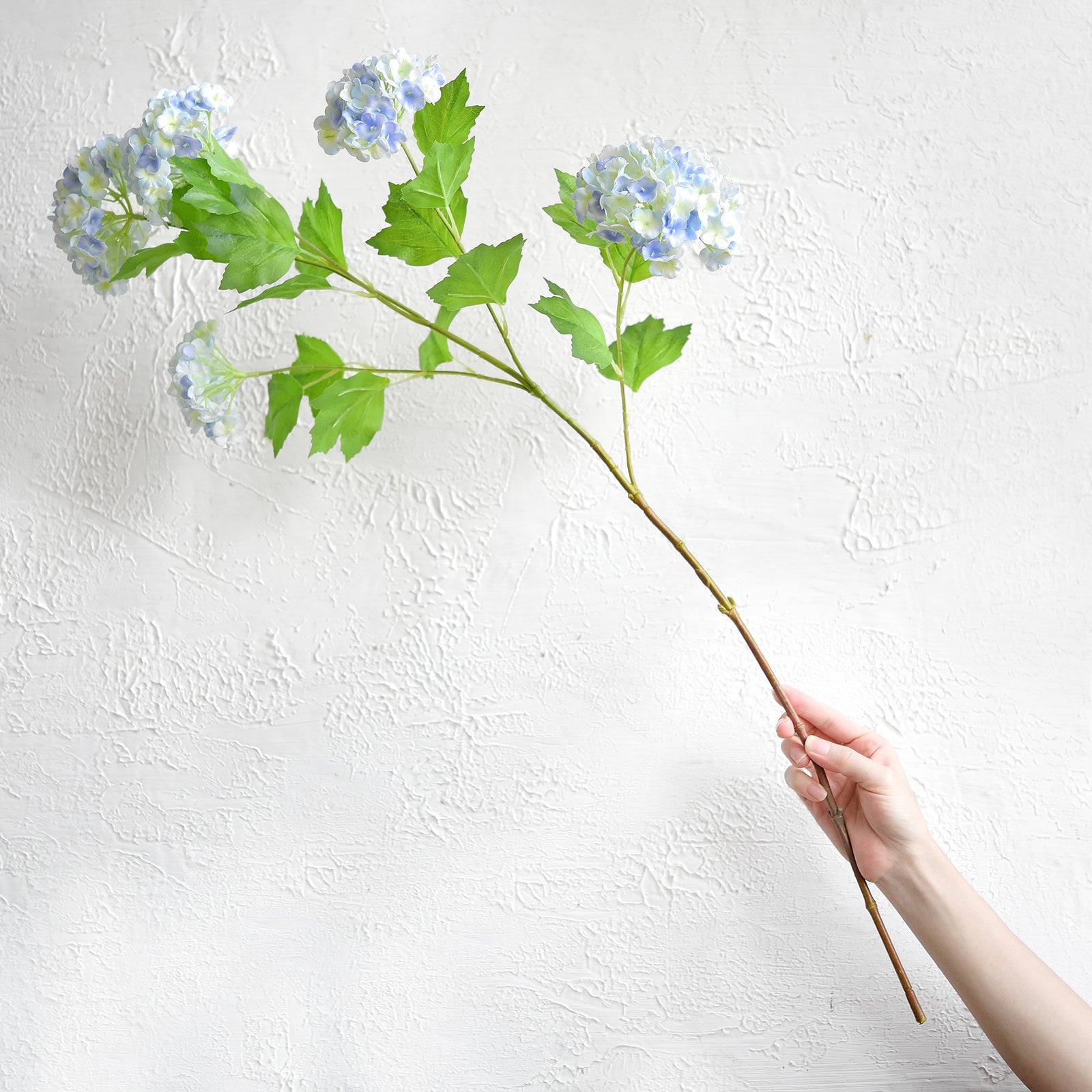 Cloudy Blue Snowball Viburnum Long Stem Artificial Flowers 2 Stems