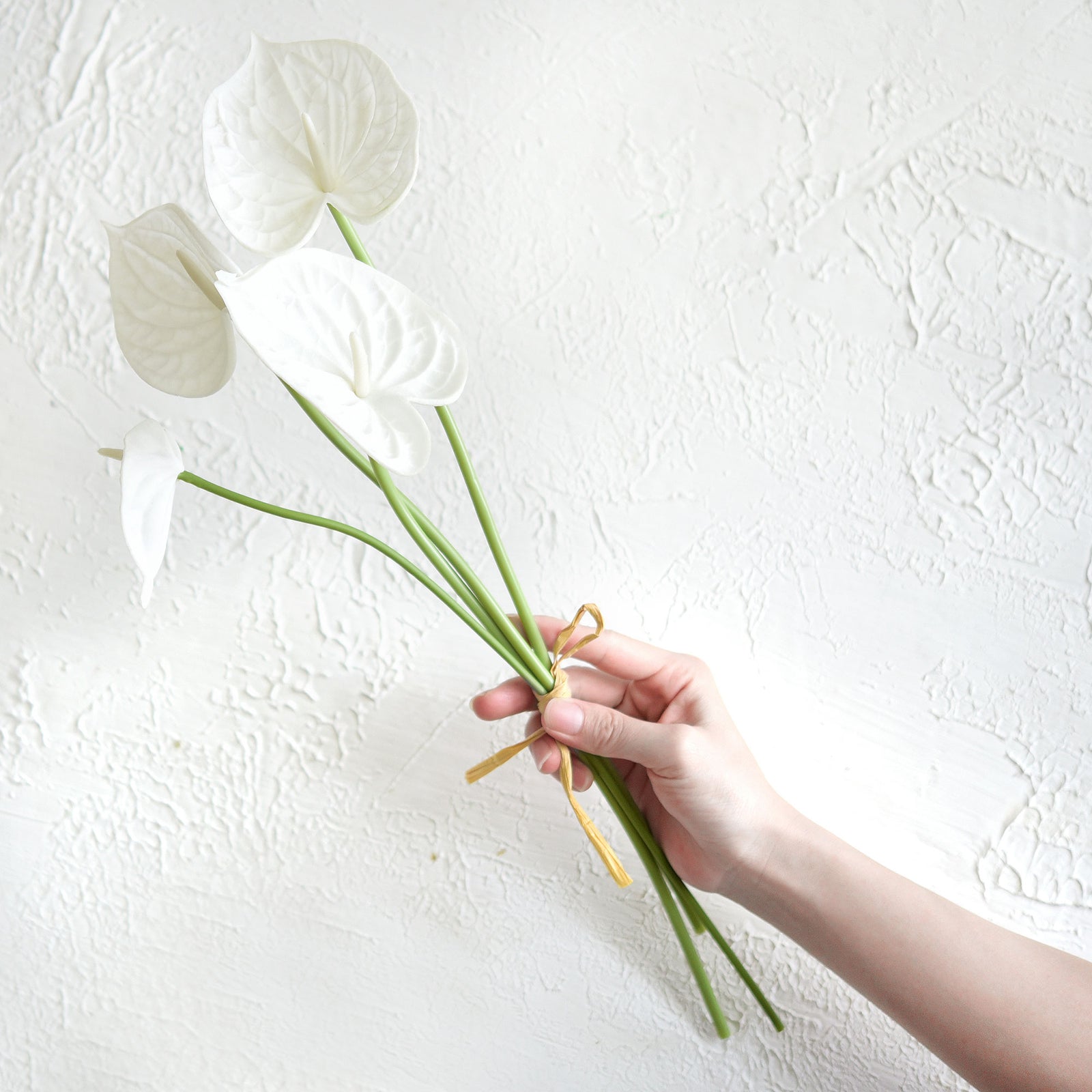 Anthurium Flower 'Seashell White' Real Touch Artificial Flowers, 16.5” 4 Stems FiveSeasonStuff Floral