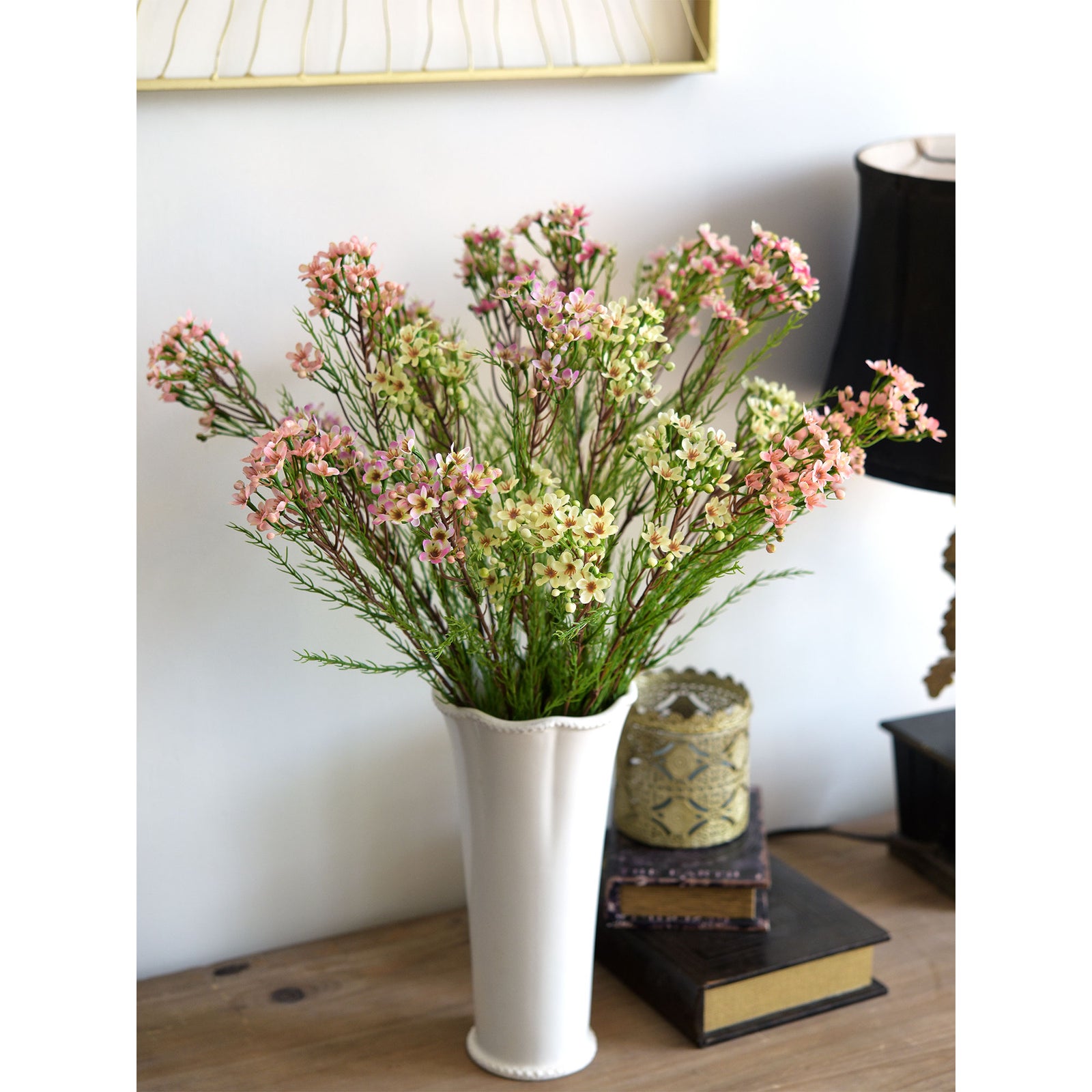 Coral Pink Timeless Charm Wax Flowers, Long Stem Artificial Silk Flowers 6 Stems 2.6ft (78cm) Tall