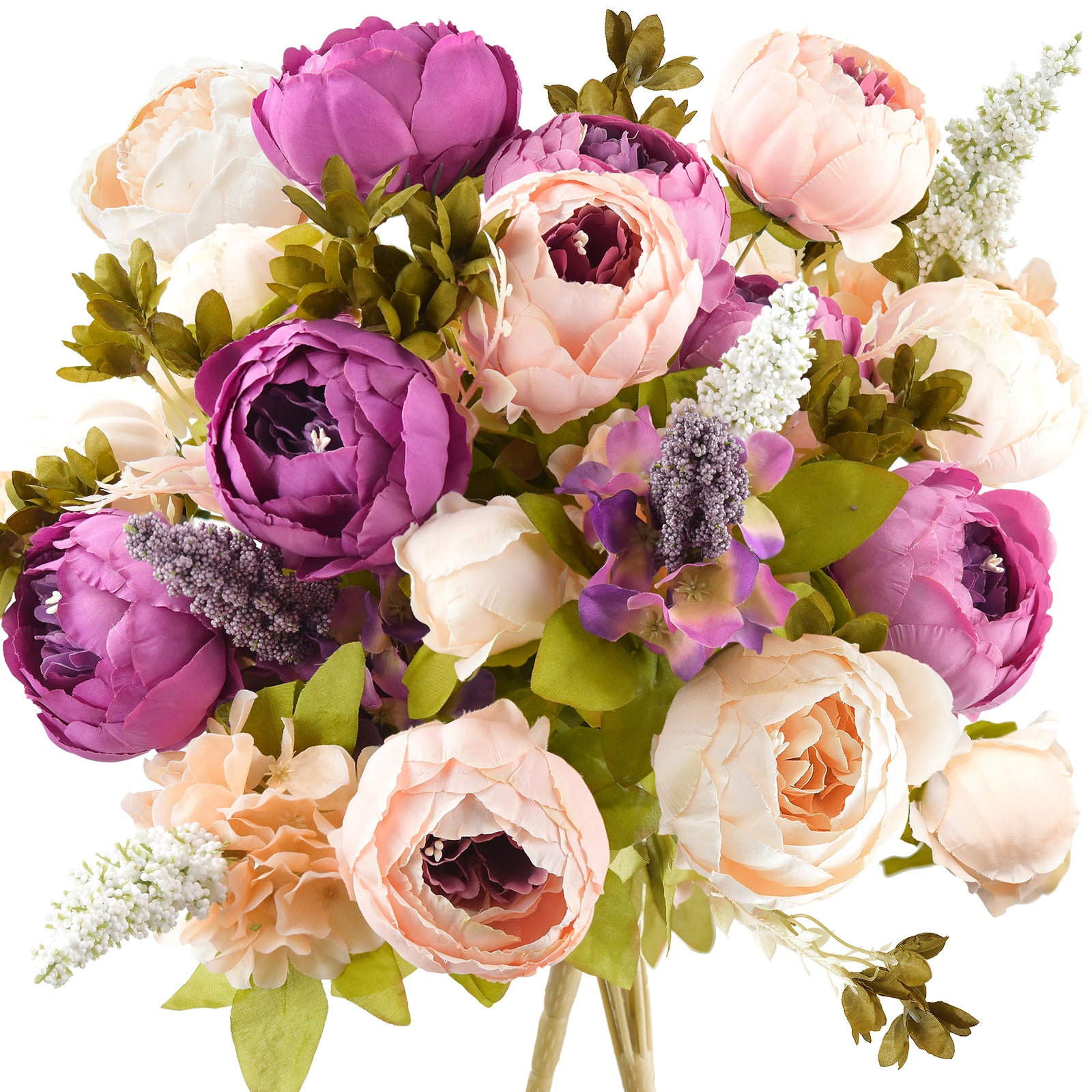 FiveSeasonStuff 2 Bundles Purple|Pink Peonies Artificial Flower Bouquet