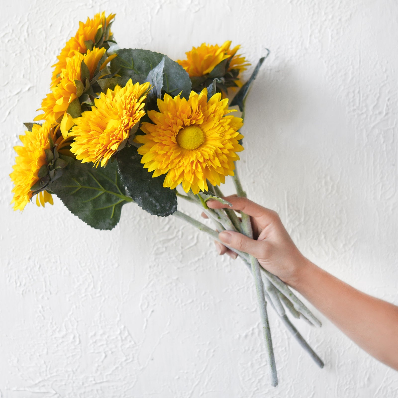 Artificial Sunflowers, Bright Yellow Flowers Bouquet (6 Single Stems) -FiveSeasonStuff