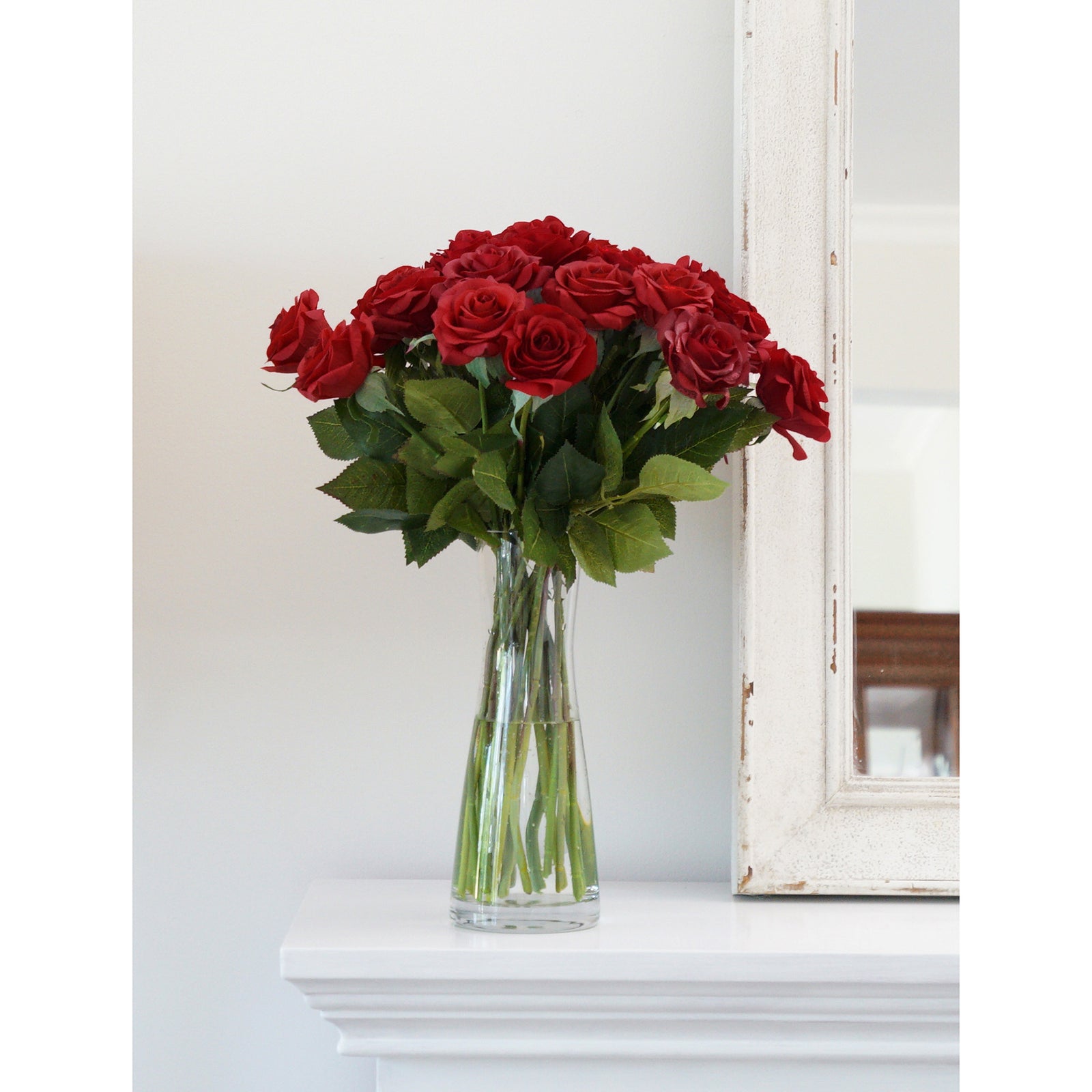 Dark Red Real Touch Silk Artificial Flowers ‘Petals Feel and Look like Fresh Roses 10 Stems