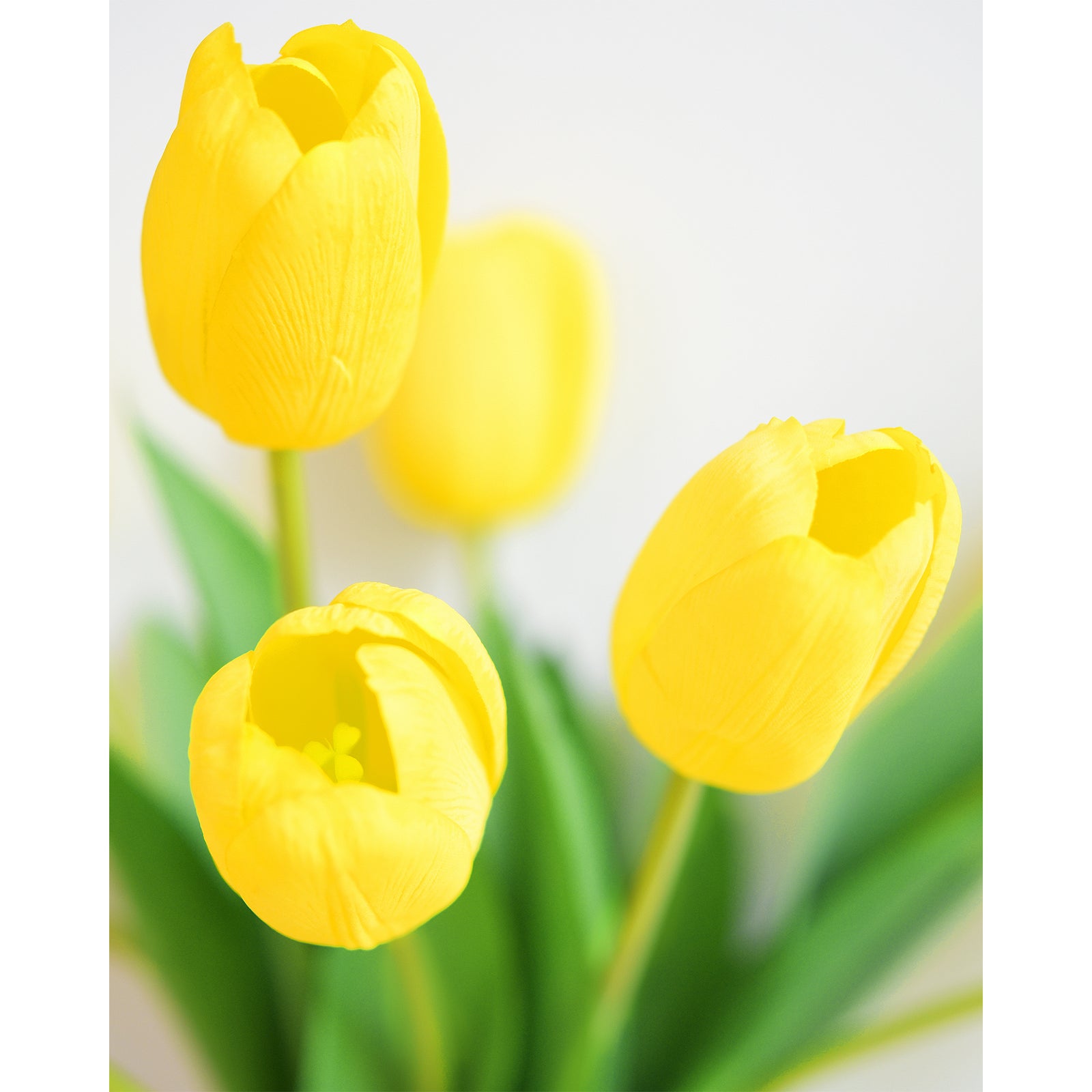 Close-up of soft yellow tulip petals showing intricate lifelike details.