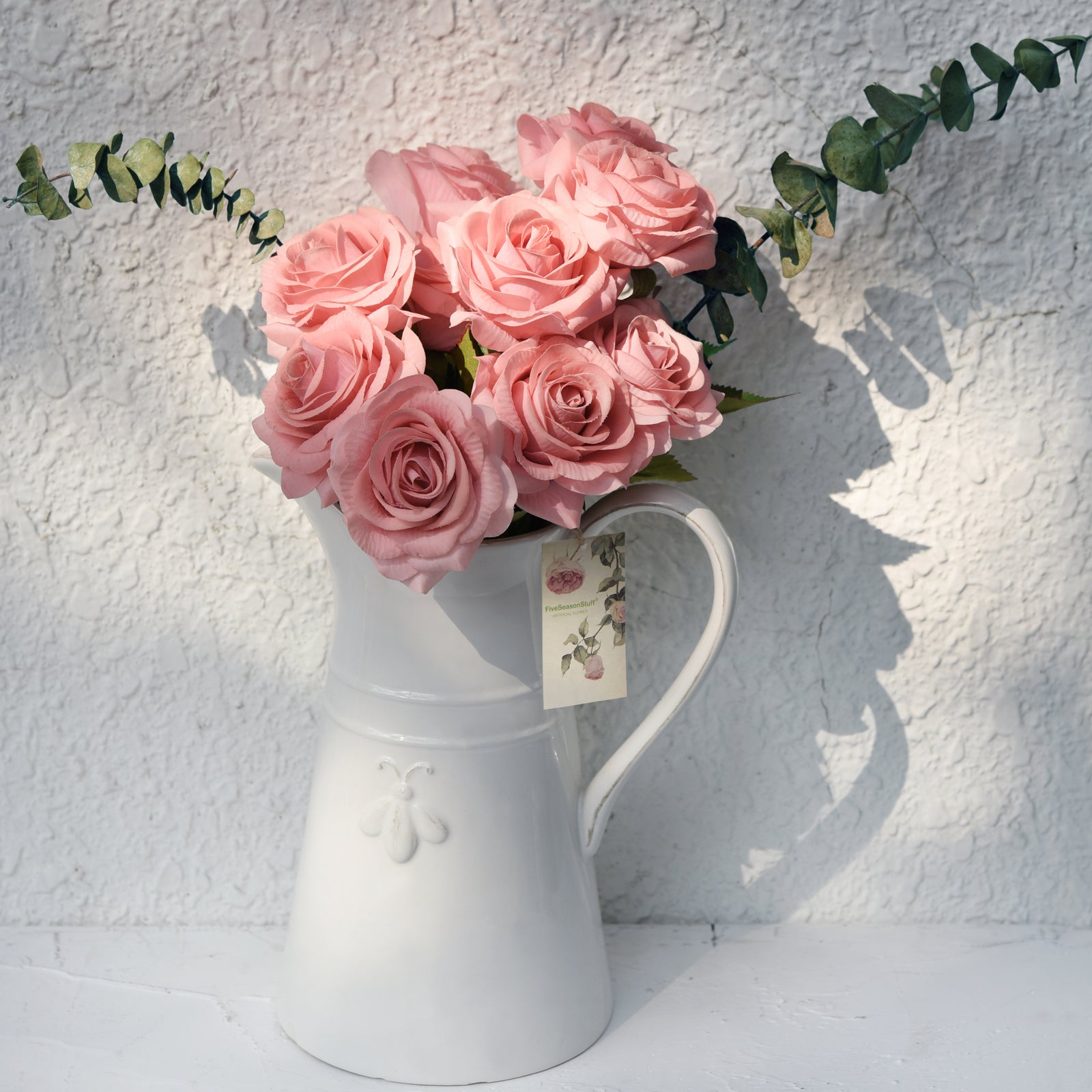 Real Touch 10 Stems Dusty Pink Silk Artificial Roses Flowers ‘Petals Feel and Look like Fresh Roses