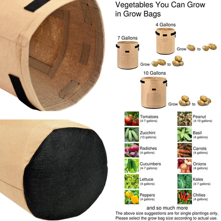 Potato Grow Bags 6 Pack 10 Gallon (Khaki) also for Vegetables Herbs Plants Flowers — FiveSeasonStuff