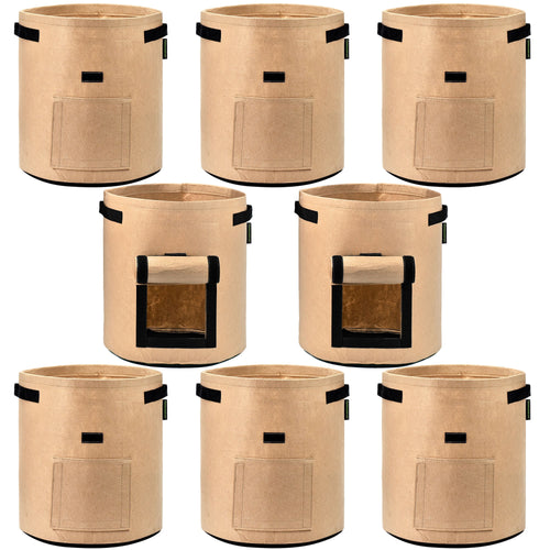 Potato Grow Bags 6 Pack 10 Gallon (Khaki) also for Vegetables Herbs Plants Flowers — FiveSeasonStuff
