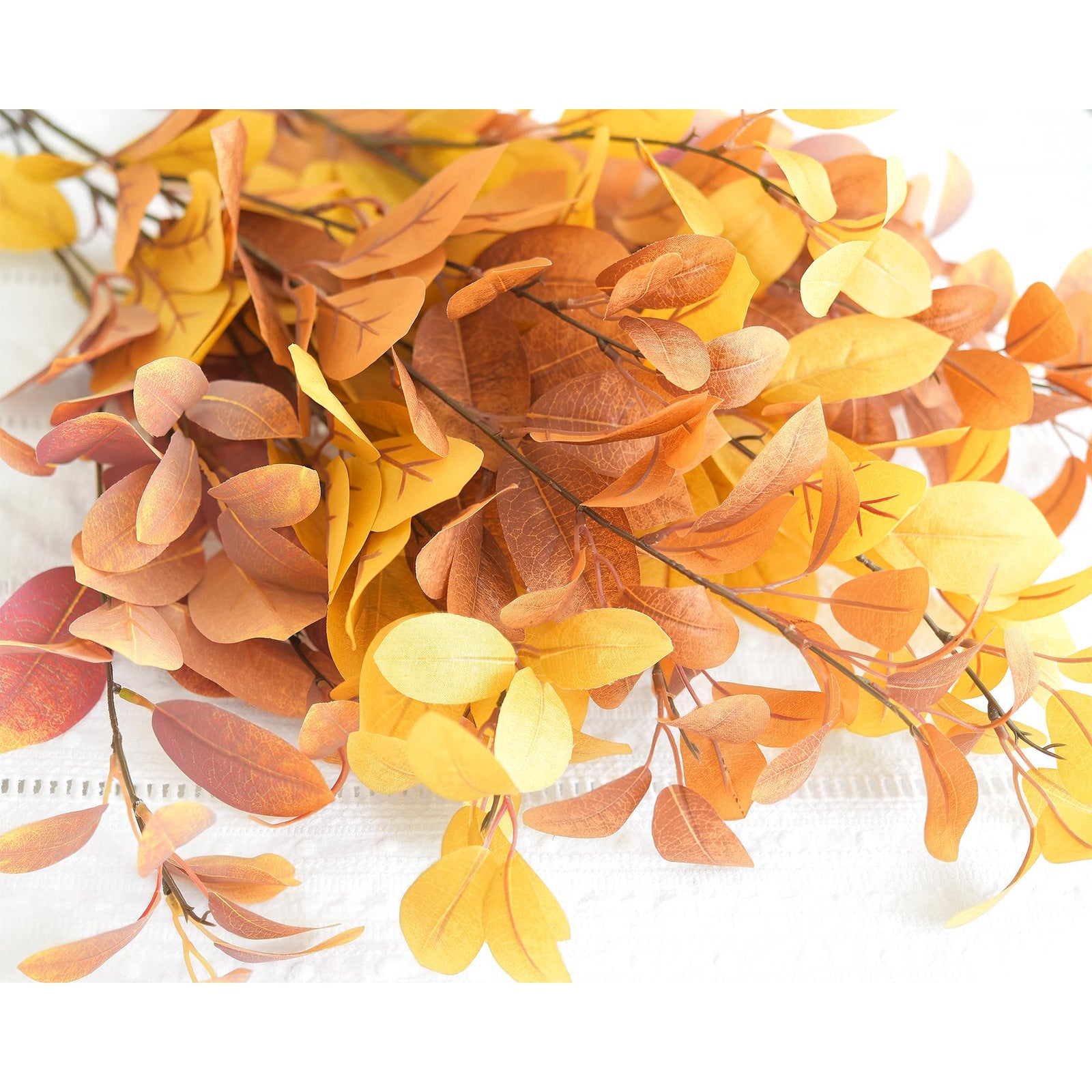 Lifelike Autumn Eucalyptus Leaves – 2.9ft Faux Fall Branches for Rustic Home Décor Weddings and Seasonal Floral Arrangements DIY Crafts