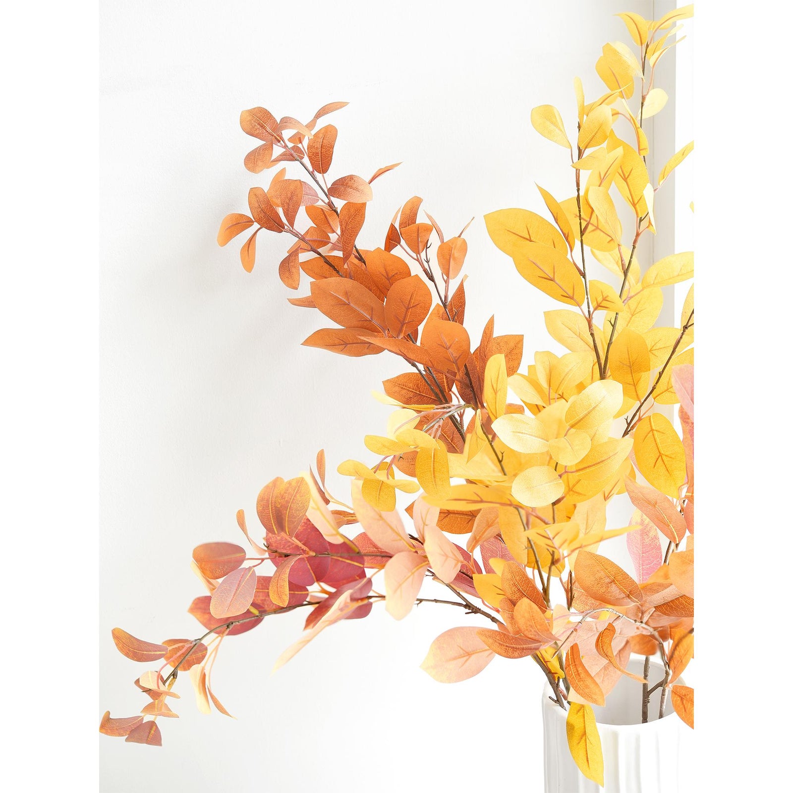 Lifelike Autumn Eucalyptus Leaves – 2.9ft Faux Fall Branches for Rustic Home Décor Weddings and Seasonal Floral Arrangements DIY Crafts