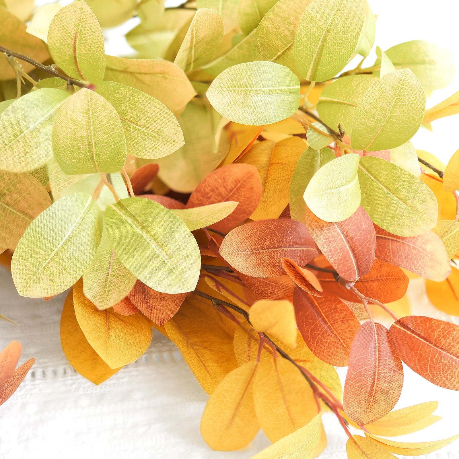 Artificial Fall Leaf Eucalyptus Stems – Autumn Dry Branches Set of 6 – Perfect for Seasonal Mantels, Wreaths, and Floral Arrangements