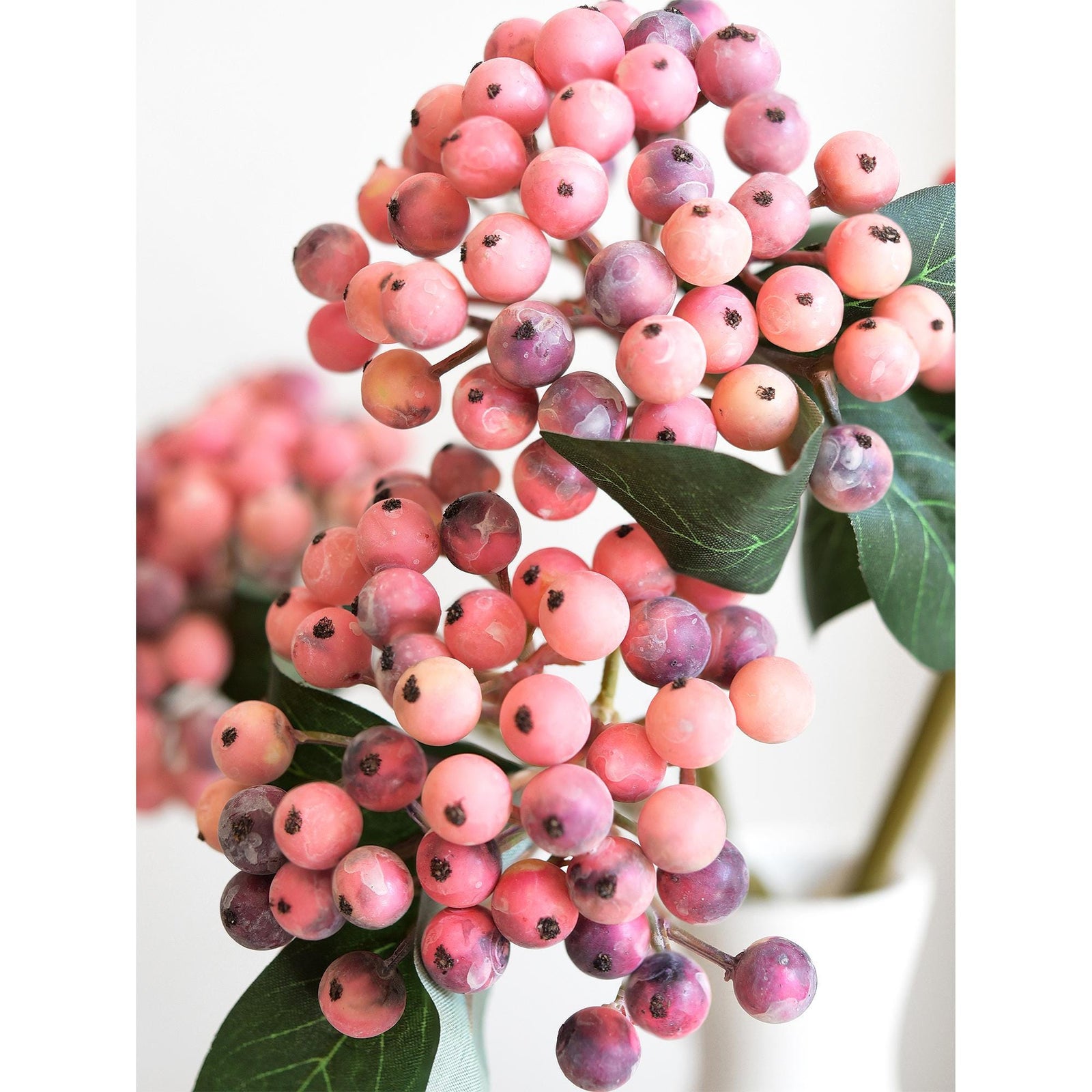 FiveSeasonStuff 2 Stems of Real Touch Artificial Holly Berries Floral Arrangement (Blush Violet)