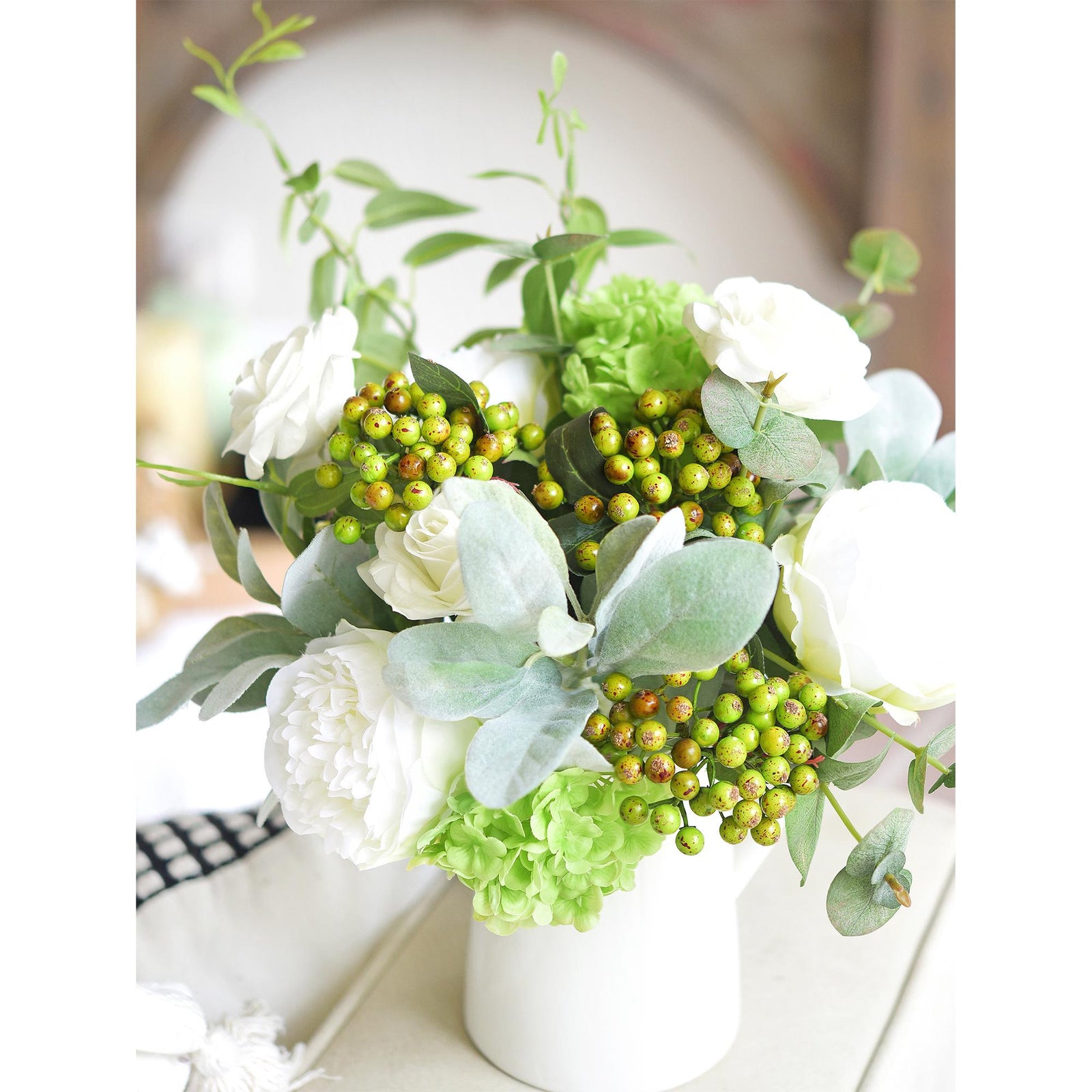 FiveSeasonStuff 2 Stems of Real Touch Artificial Holly Berries Floral Arrangement (Sour Green)