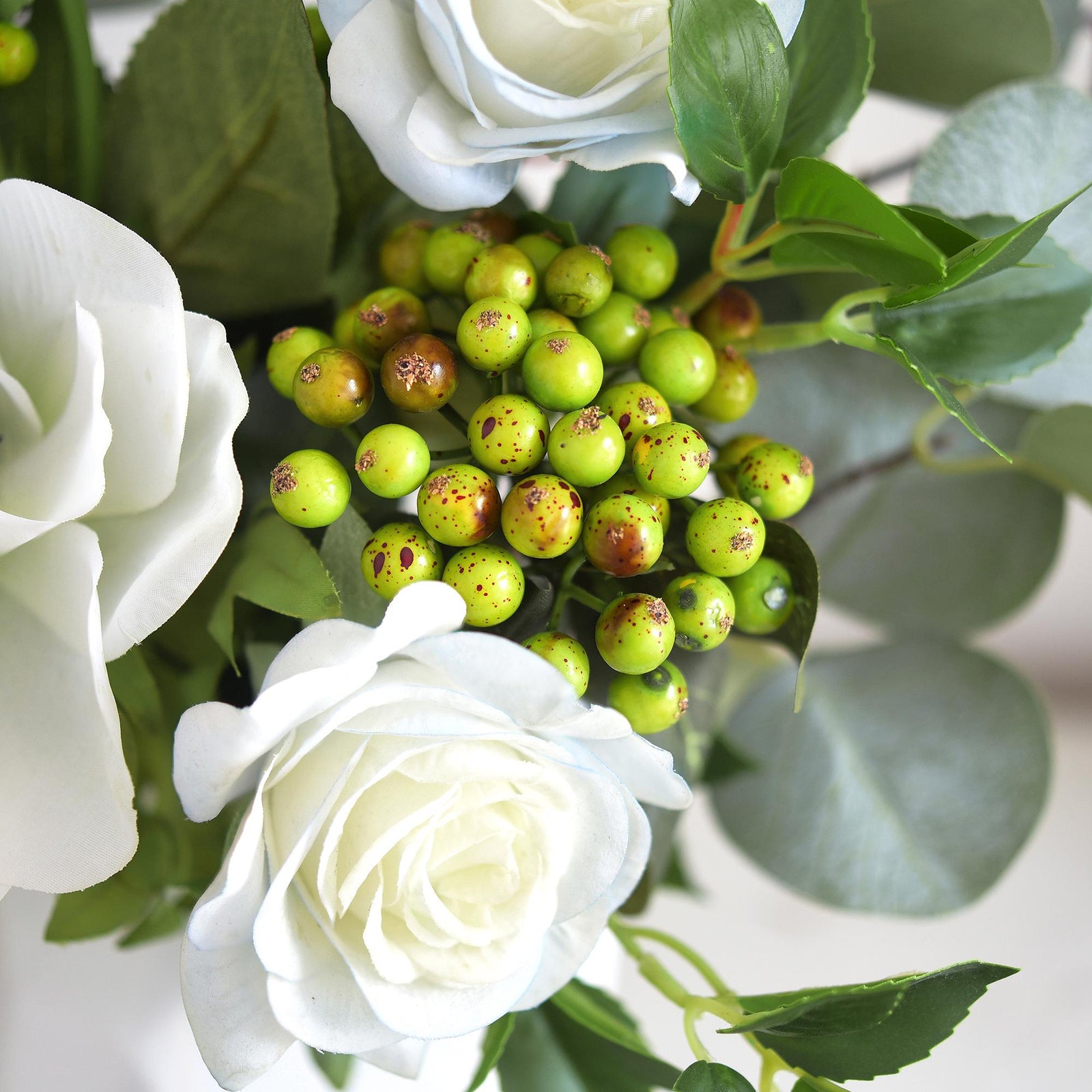 FiveSeasonStuff 2 Stems of Real Touch Artificial Holly Berries Floral Arrangement (Sour Green)