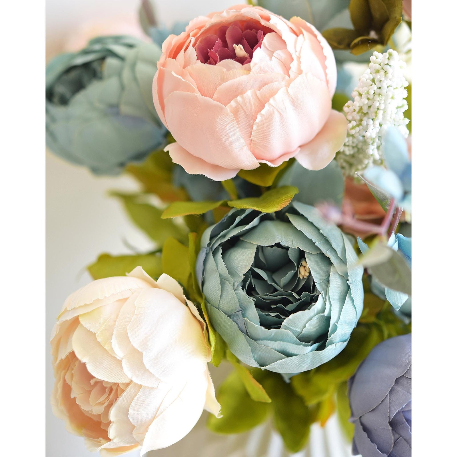 FiveSeasonStuff 2 Bundles of Blue & Pink Peonies Artificial Flower Bouquet